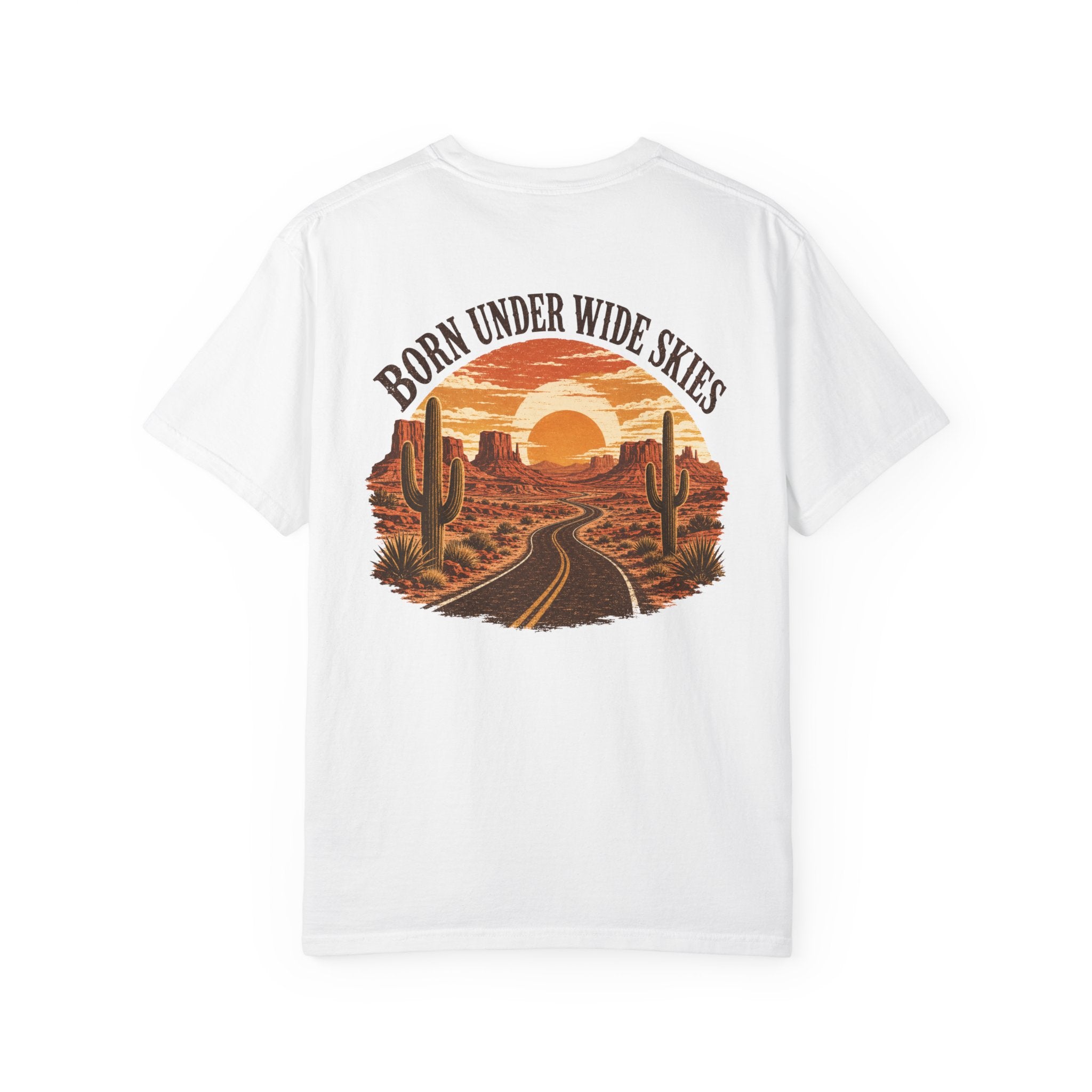 Vintage Desert Graphic Tee, Southwest Road Trip Shirt, Cactus Sunset Back Print, Comfort Colors Tee