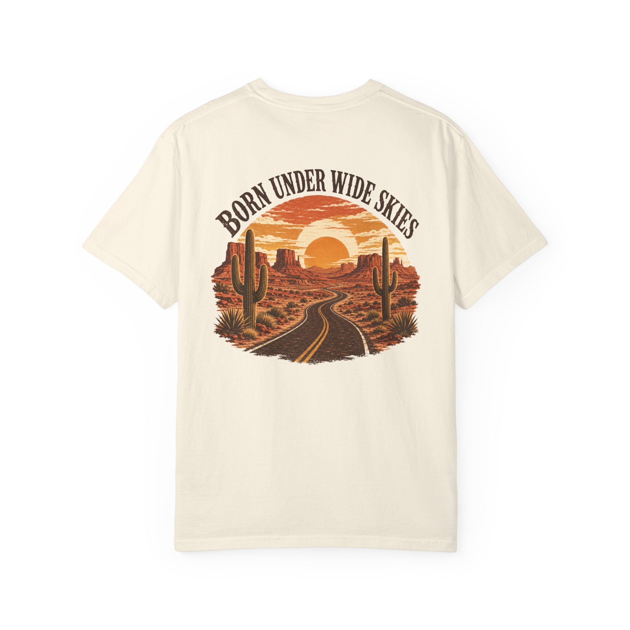 Vintage Desert Graphic Tee, Southwest Road Trip Shirt, Cactus Sunset Back Print, Comfort Colors Tee