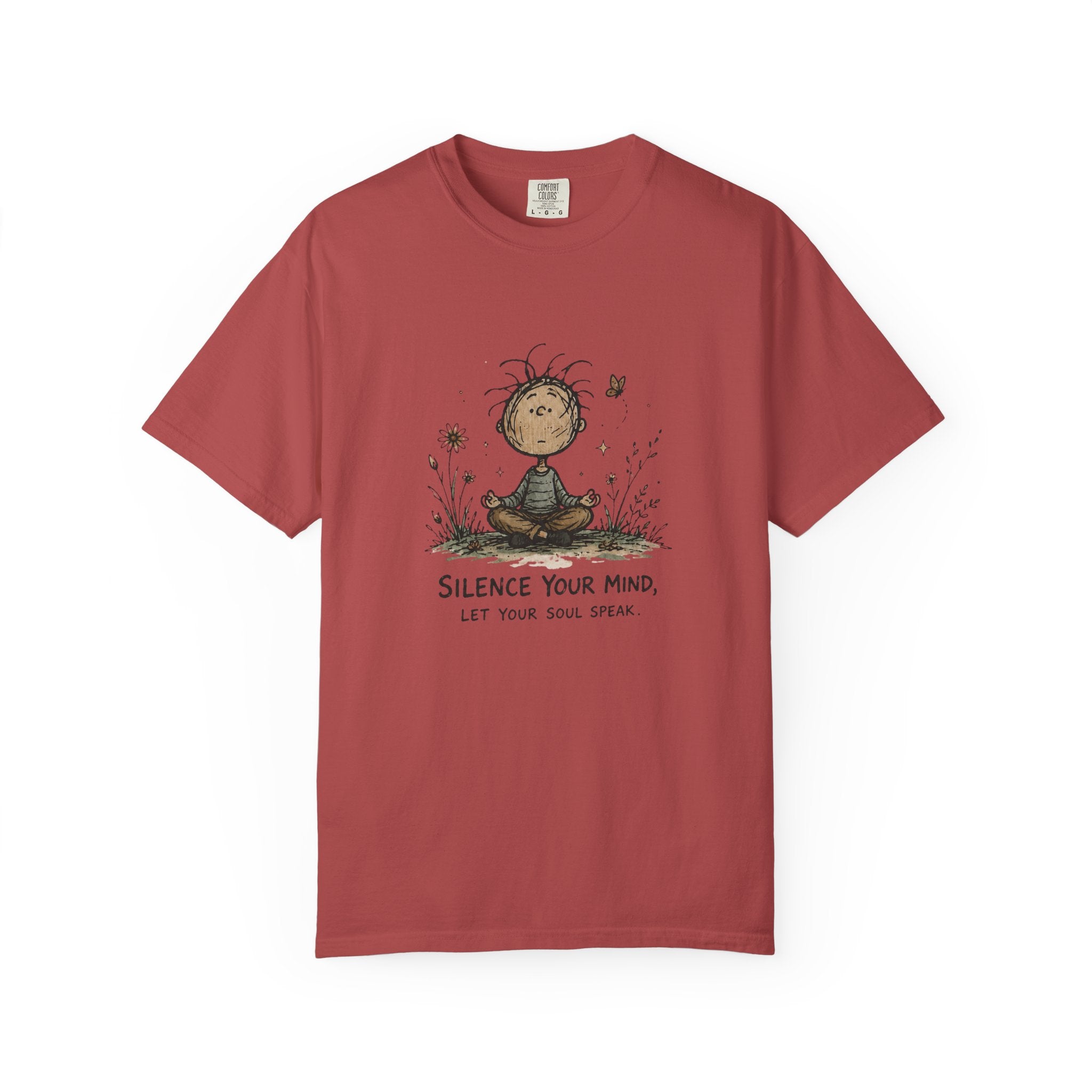 Silence Your Mind meditating child illustration T-Shirt | Let Your Soul Speak