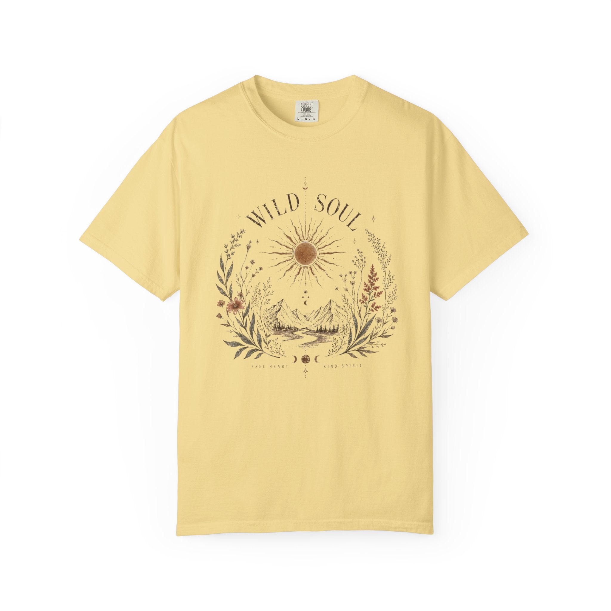 Wild Soul Mountain Sunrise T-shirt | Nature Boho Floral Design