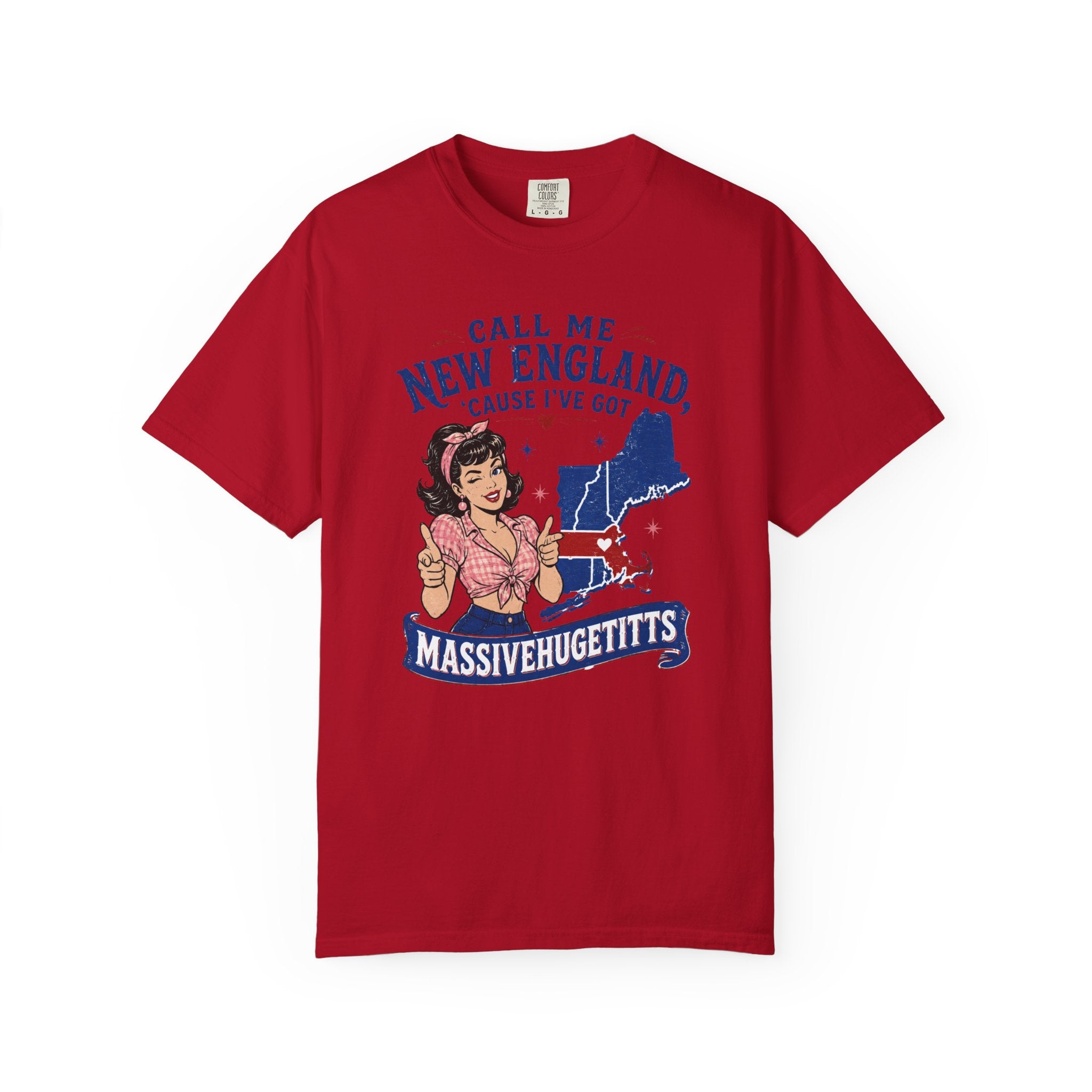 Call Me New England T-shirt | Pinup Girl, Massachusetts State Graphic