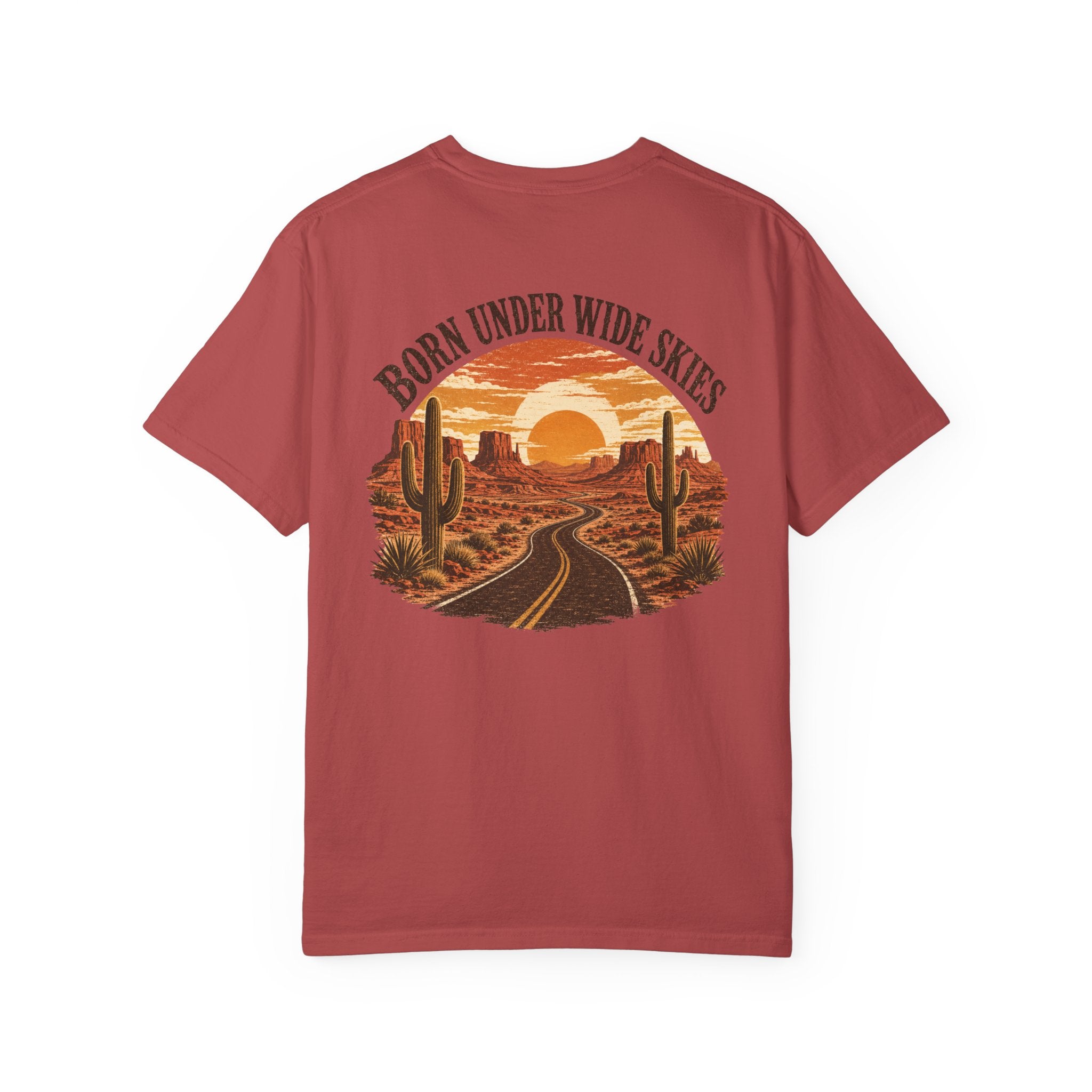 Vintage Desert Graphic Tee, Southwest Road Trip Shirt, Cactus Sunset Back Print, Comfort Colors Tee