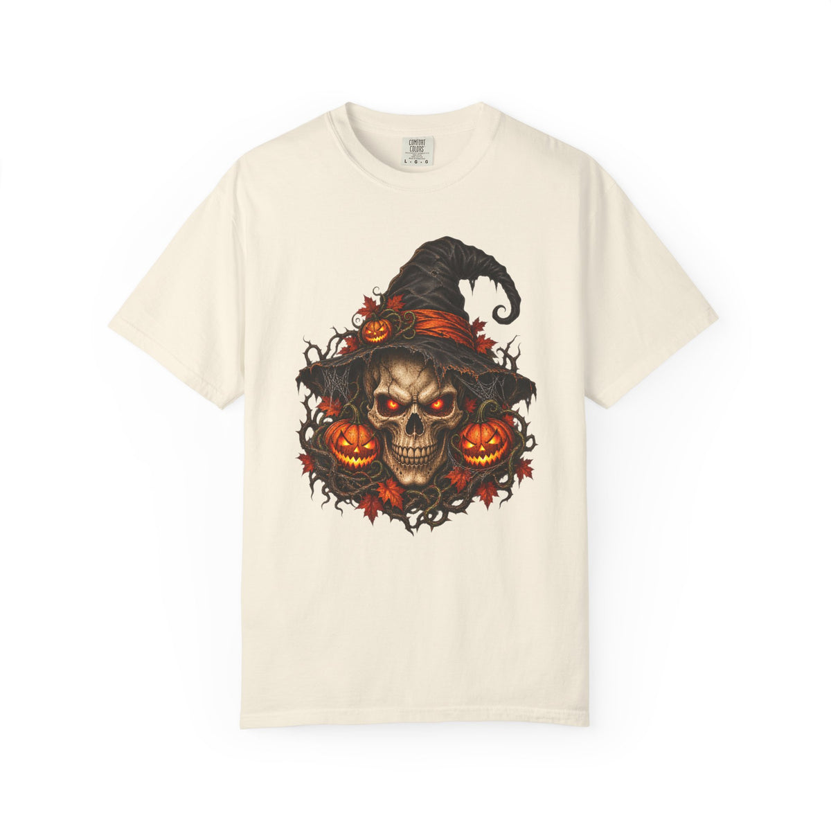 alloween Skull T-Shirt, Witch Hat Pumpkin Design, Spooky Gothic Horror Gift