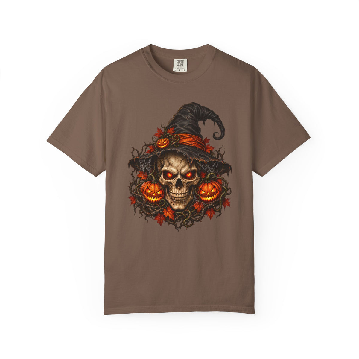 alloween Skull T-Shirt, Witch Hat Pumpkin Design, Spooky Gothic Horror Gift