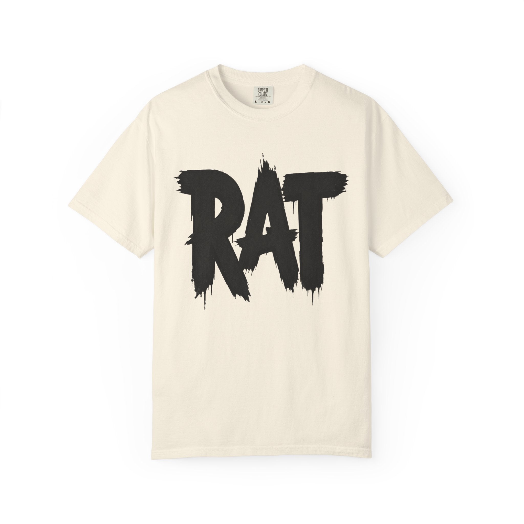 Rat City Graphic T-Shirt, Grunge Streetwear Tee, Bold RAT Text Shirt | Grunge brush lettering tee