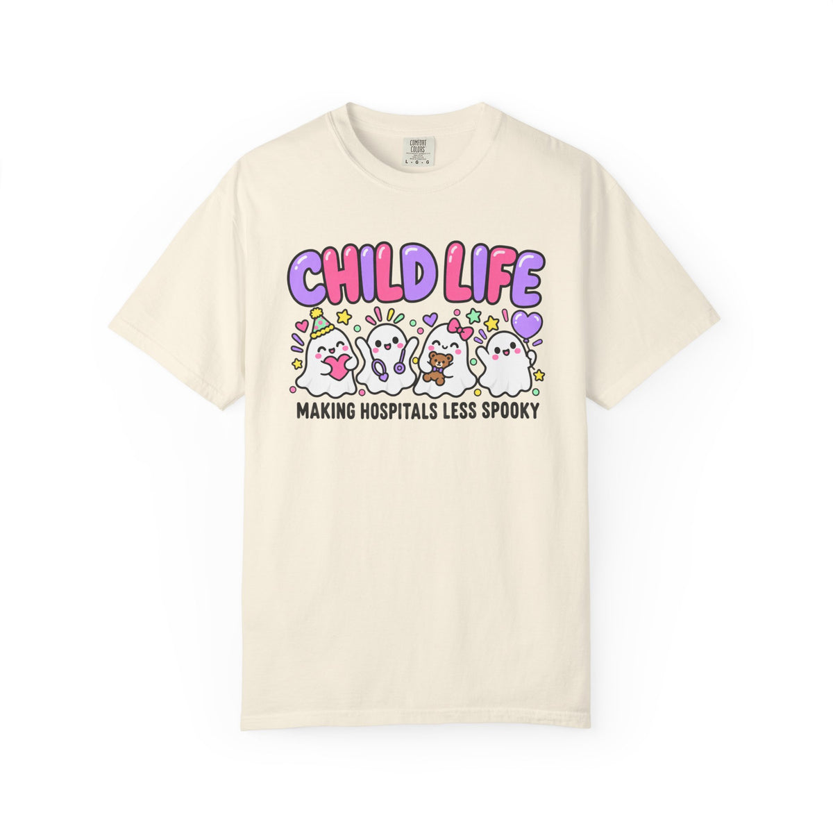 Child Life Making Hospitals Less Spooky T-Shirt, Pediatric Hospital Halloween Gift, Child Life Specialist Graphic Tee