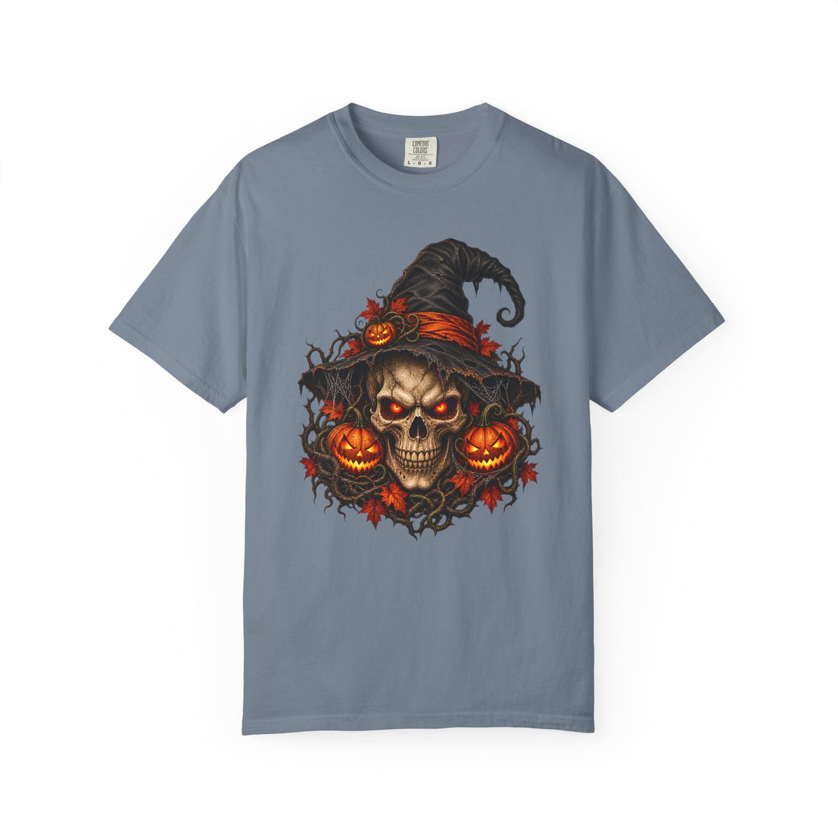 alloween Skull T-Shirt, Witch Hat Pumpkin Design, Spooky Gothic Horror Gift
