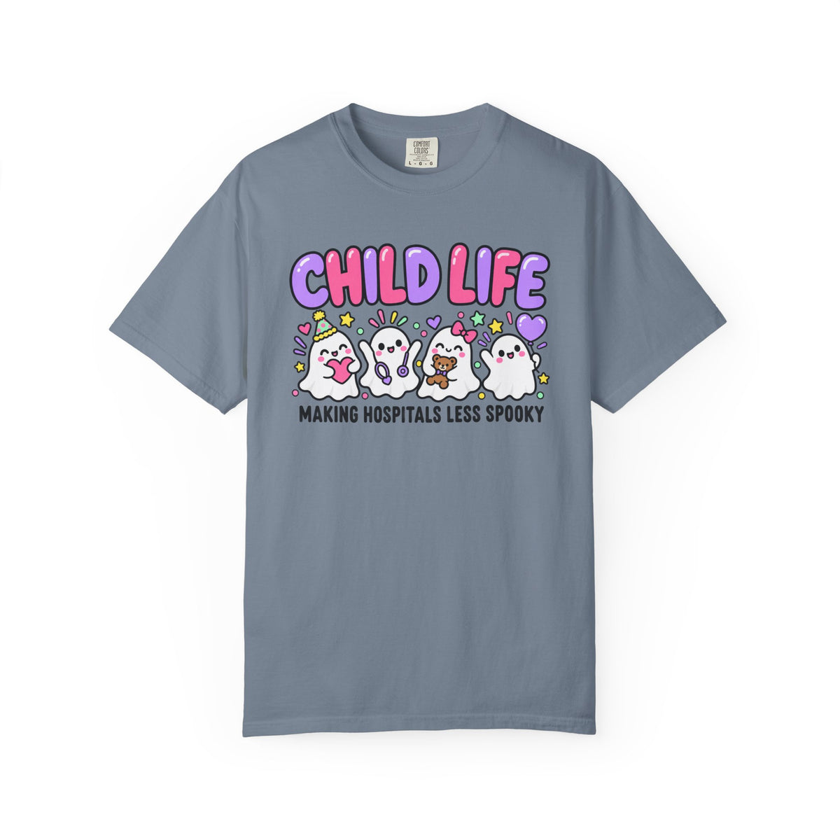 Child Life Making Hospitals Less Spooky T-Shirt, Pediatric Hospital Halloween Gift, Child Life Specialist Graphic Tee