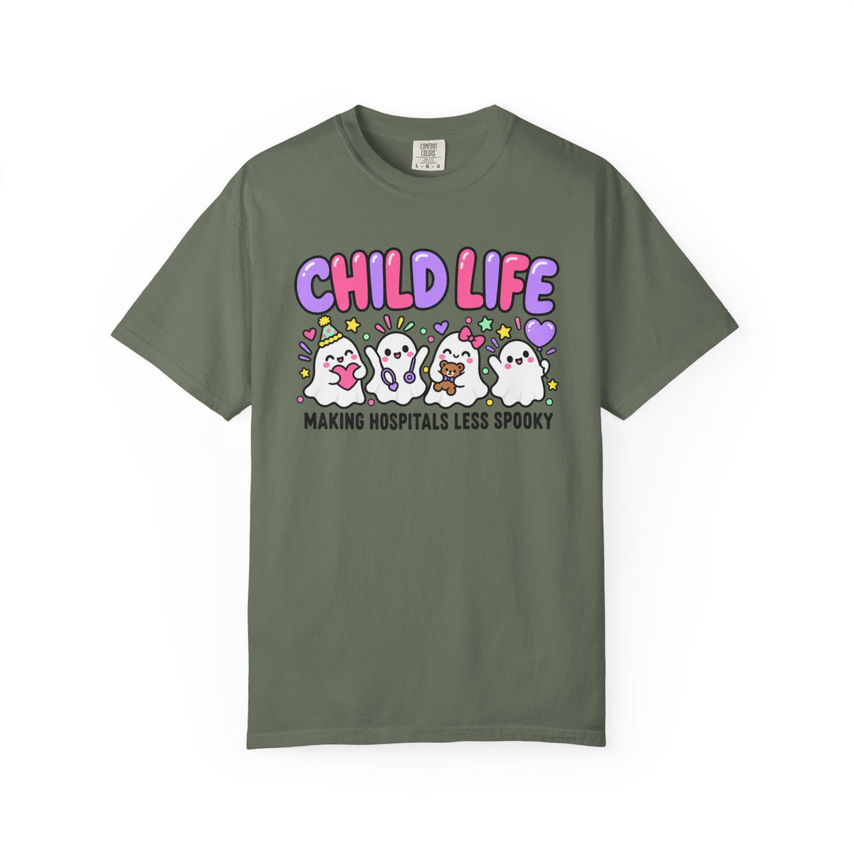 Child Life Making Hospitals Less Spooky T-Shirt, Pediatric Hospital Halloween Gift, Child Life Specialist Graphic Tee