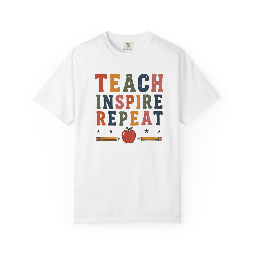 Teach Inspire Repeat T-shirt | Teacher Typography Tee