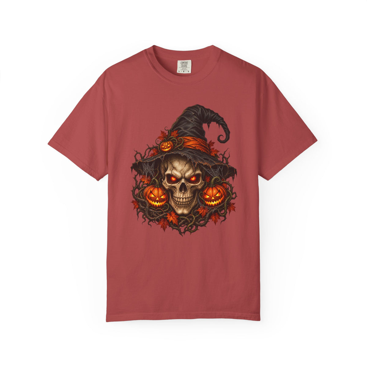 alloween Skull T-Shirt, Witch Hat Pumpkin Design, Spooky Gothic Horror Gift
