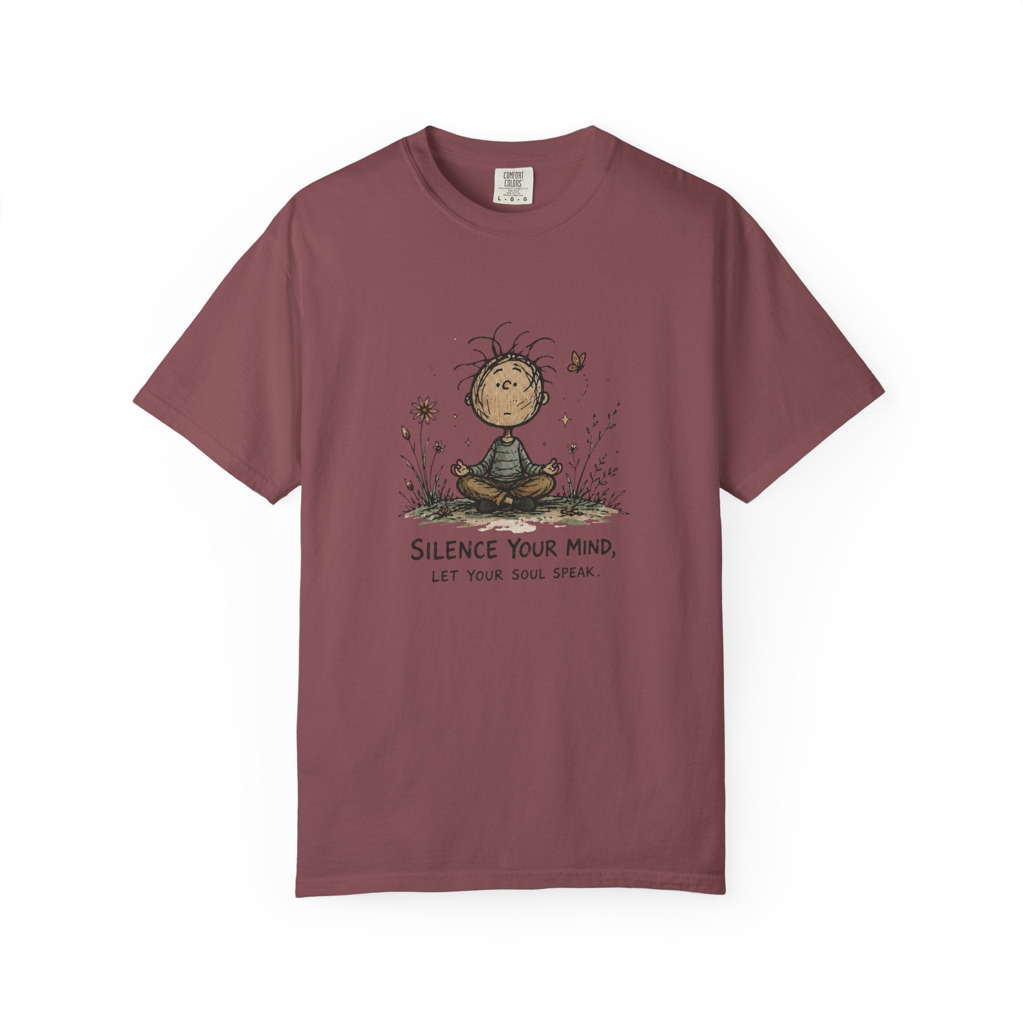 Silence Your Mind meditating child illustration T-Shirt | Let Your Soul Speak