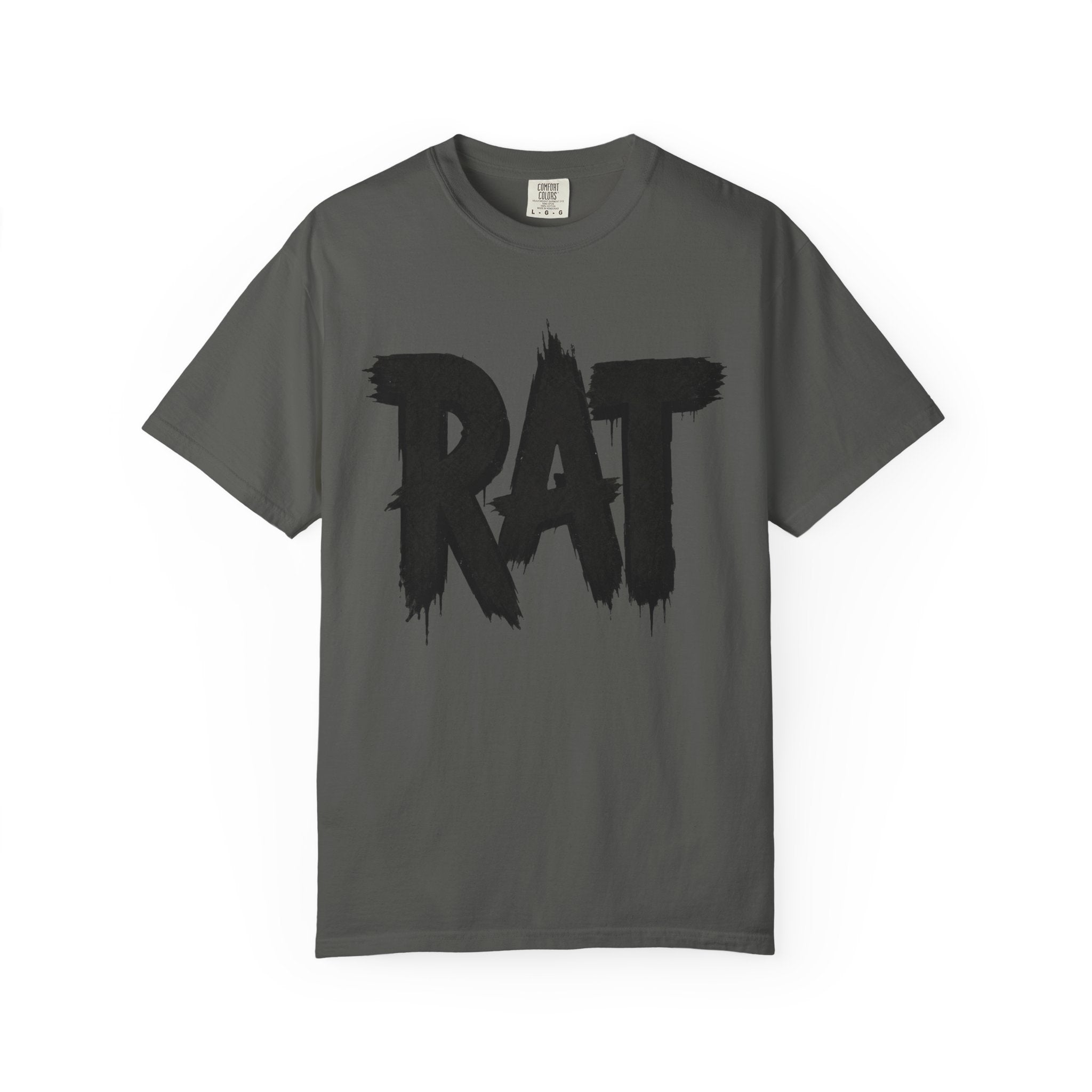 Rat City Graphic T-Shirt, Grunge Streetwear Tee, Bold RAT Text Shirt | Grunge brush lettering tee