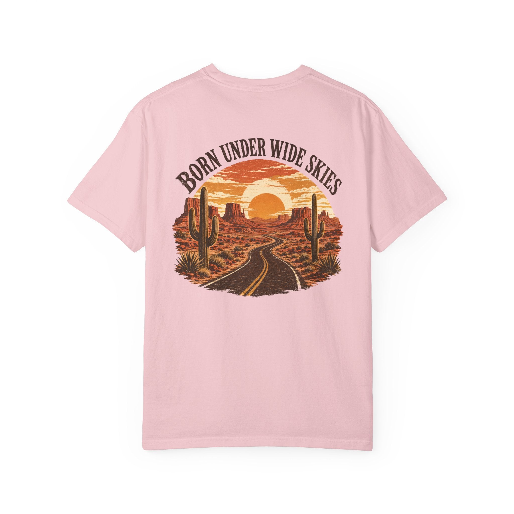 Vintage Desert Graphic Tee, Southwest Road Trip Shirt, Cactus Sunset Back Print, Comfort Colors Tee