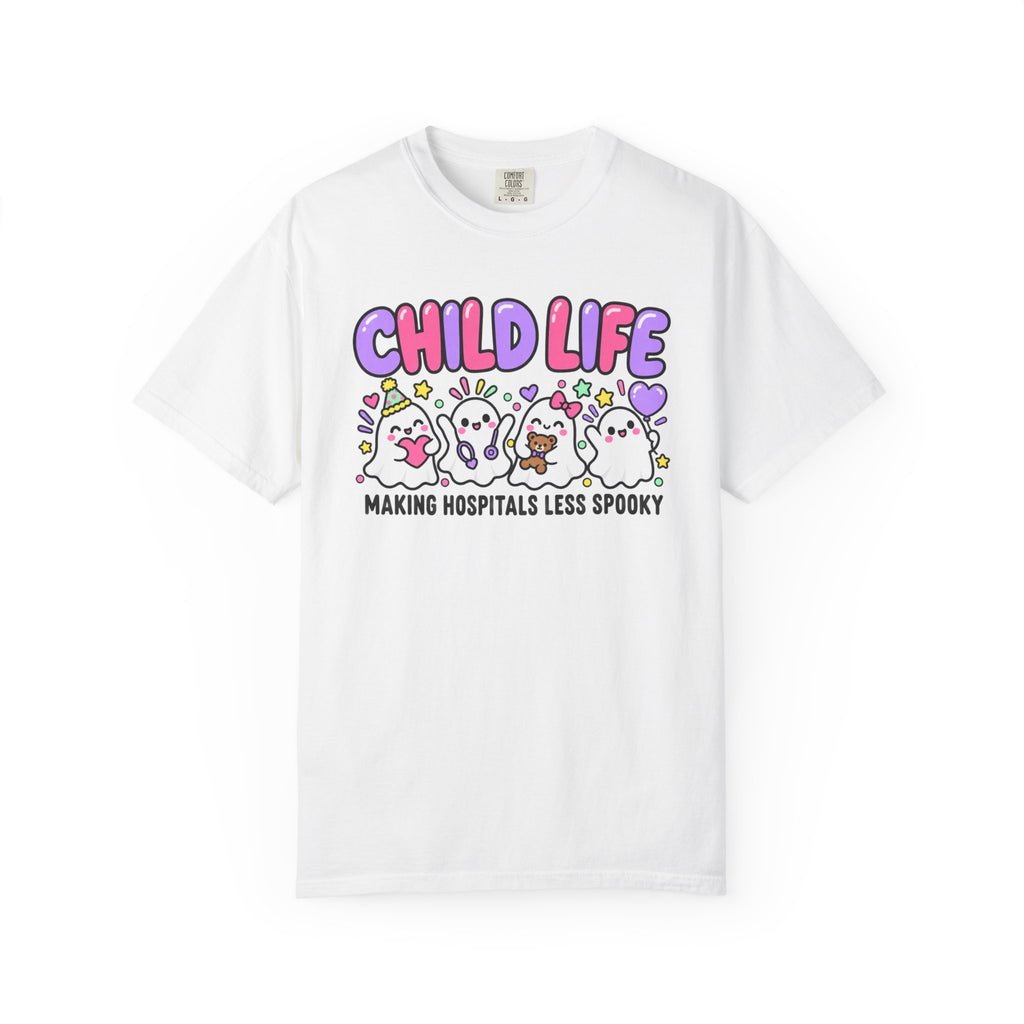 Child Life Making Hospitals Less Spooky T-Shirt, Pediatric Hospital Halloween Gift, Child Life Specialist Graphic Tee