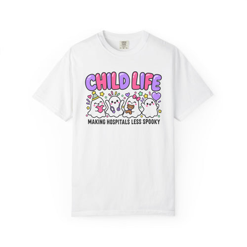 Child Life Making Hospitals Less Spooky T-Shirt, Pediatric Hospital Halloween Gift, Child Life Specialist Graphic Tee
