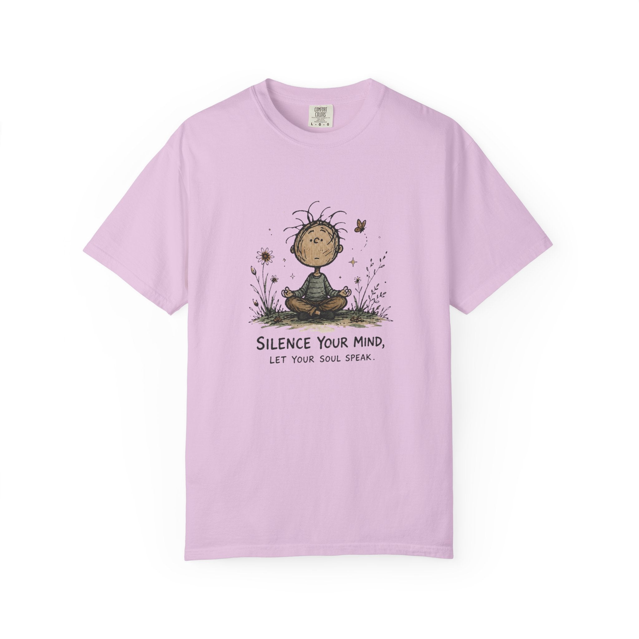 Silence Your Mind meditating child illustration T-Shirt | Let Your Soul Speak