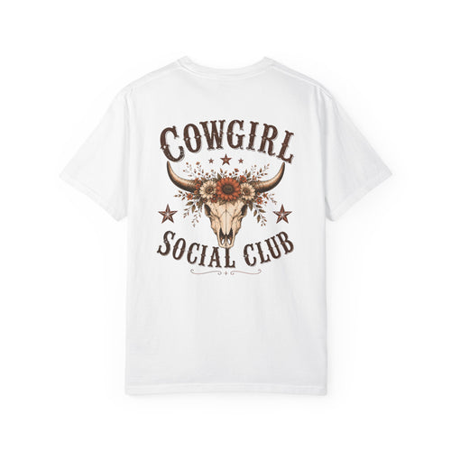 Cowgirl Social Club skull with sunflowers T-shirt | Western cowgirl tee