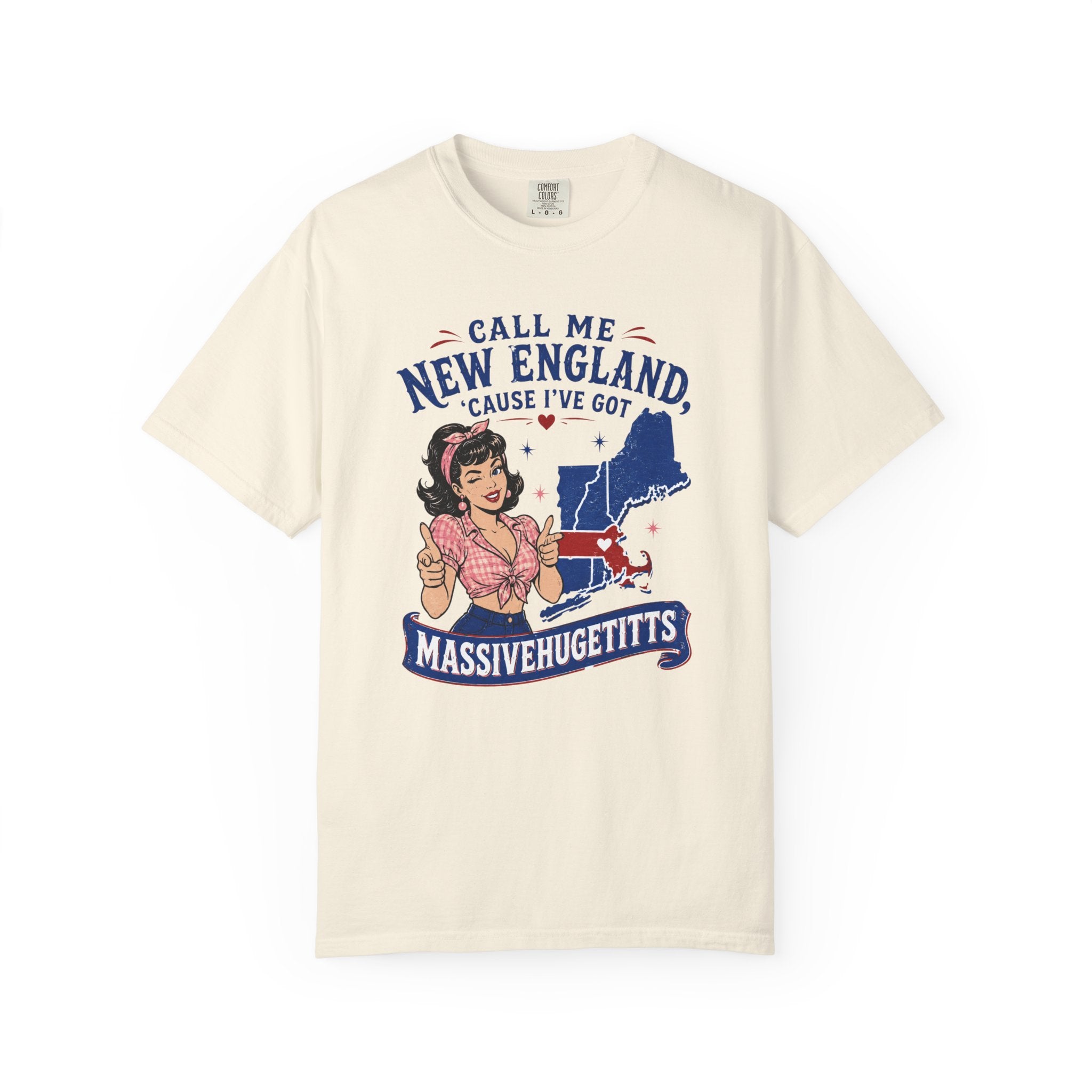 Call Me New England T-shirt | Pinup Girl, Massachusetts State Graphic