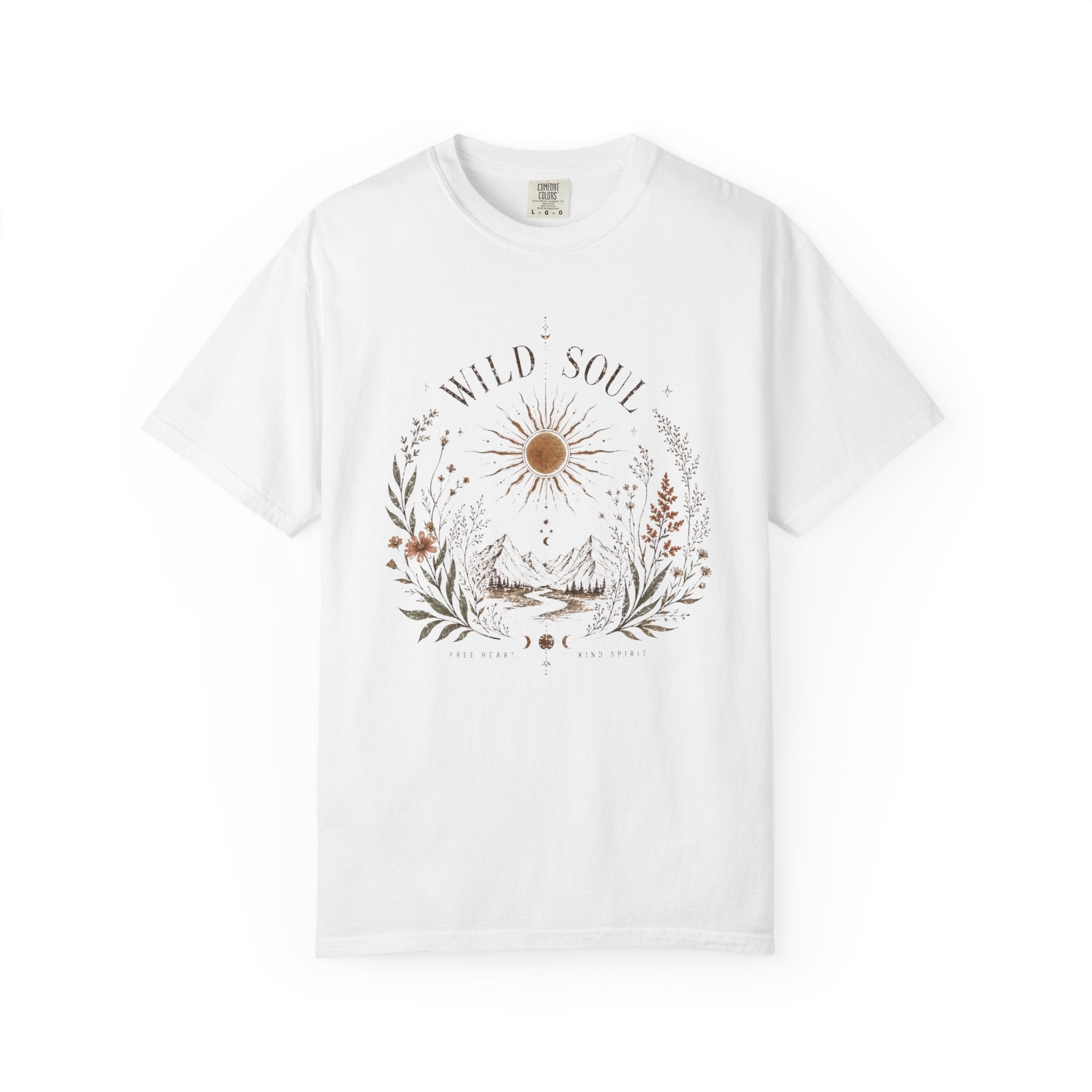 Wild Soul Mountain Sunrise T-shirt | Nature Boho Floral Design