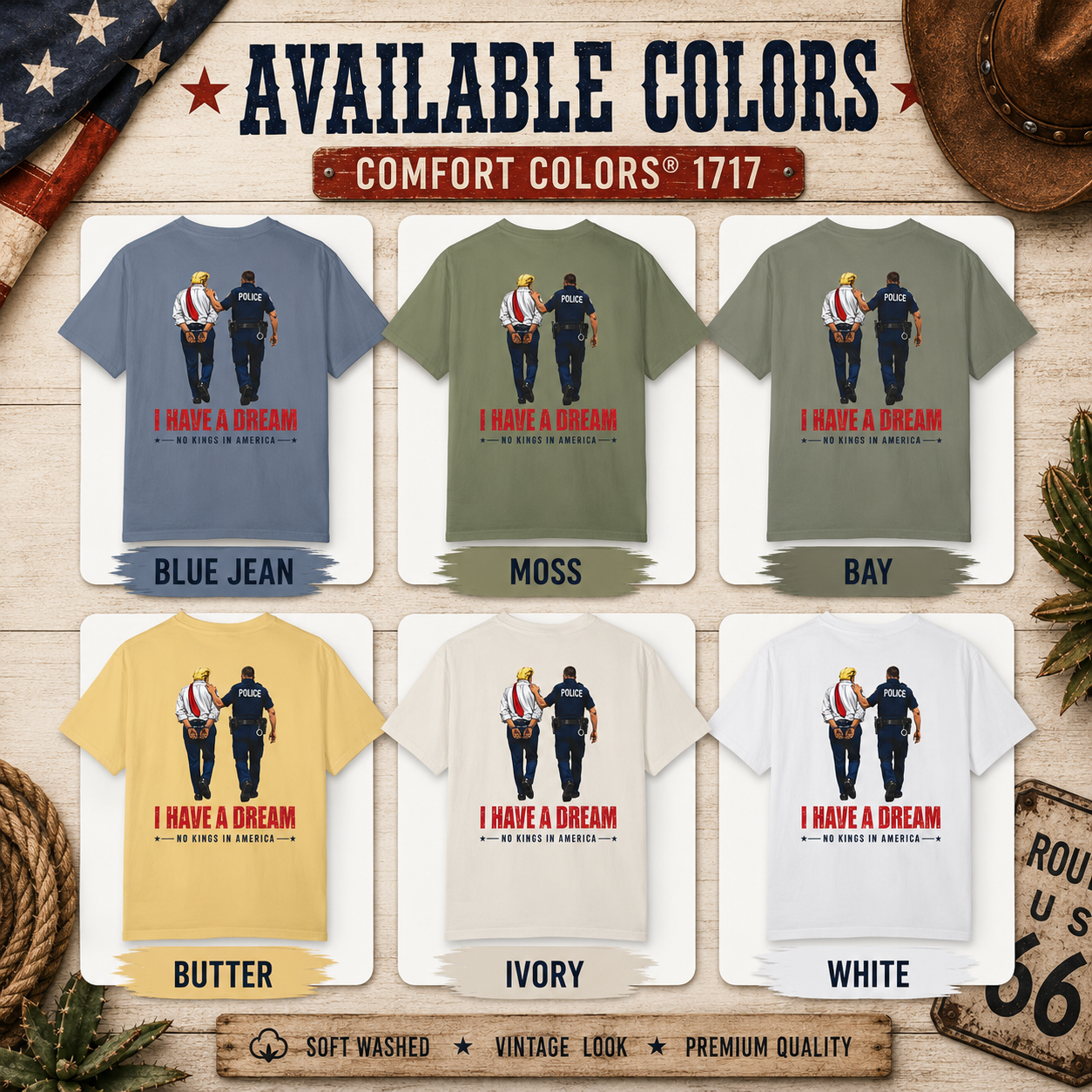 I Have a Dream T-shirt | Police Escort Illustration, No Kings in America