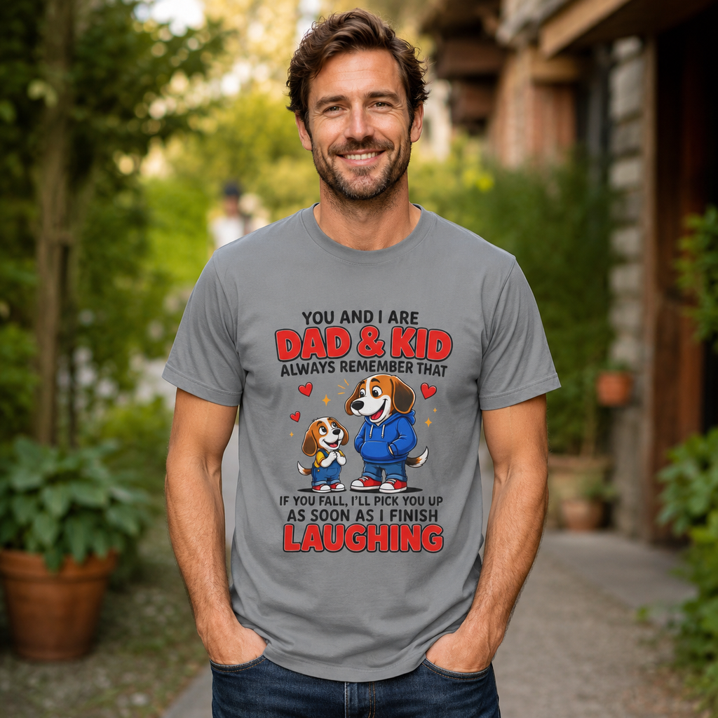 Dad and Kid Beagle Cartoon You and I Are Dad and  Kid TShirt | Funny Dog Dad Tee