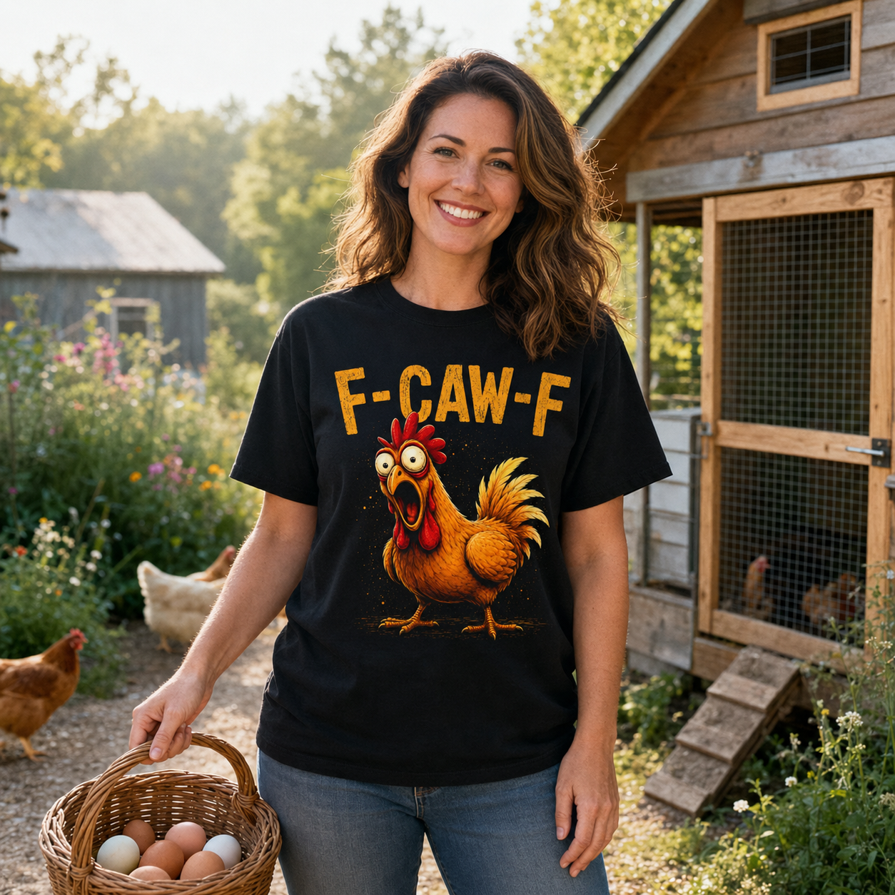 F-CAW-F Angry Rooster Graphic T-shirt | Chicken Humor Tee