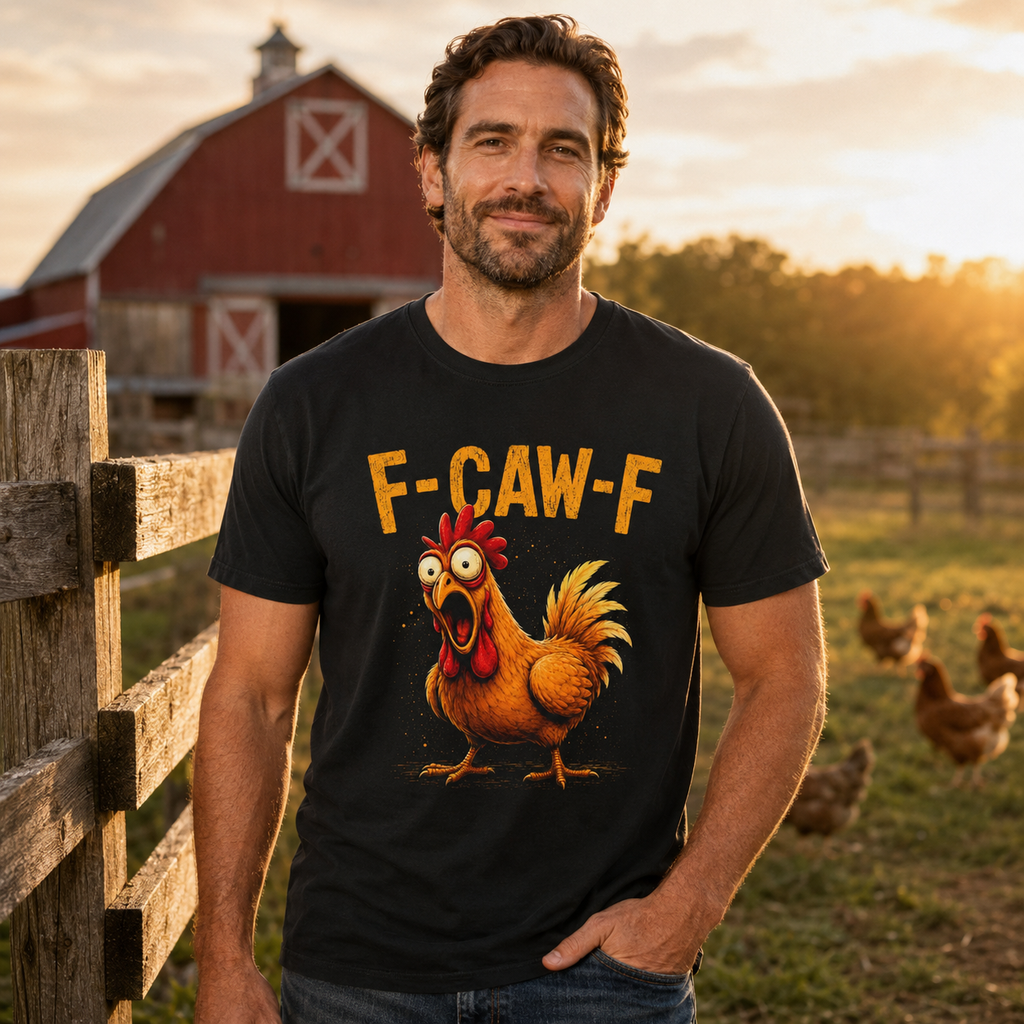 F-CAW-F Angry Rooster Graphic T-shirt | Chicken Humor Tee