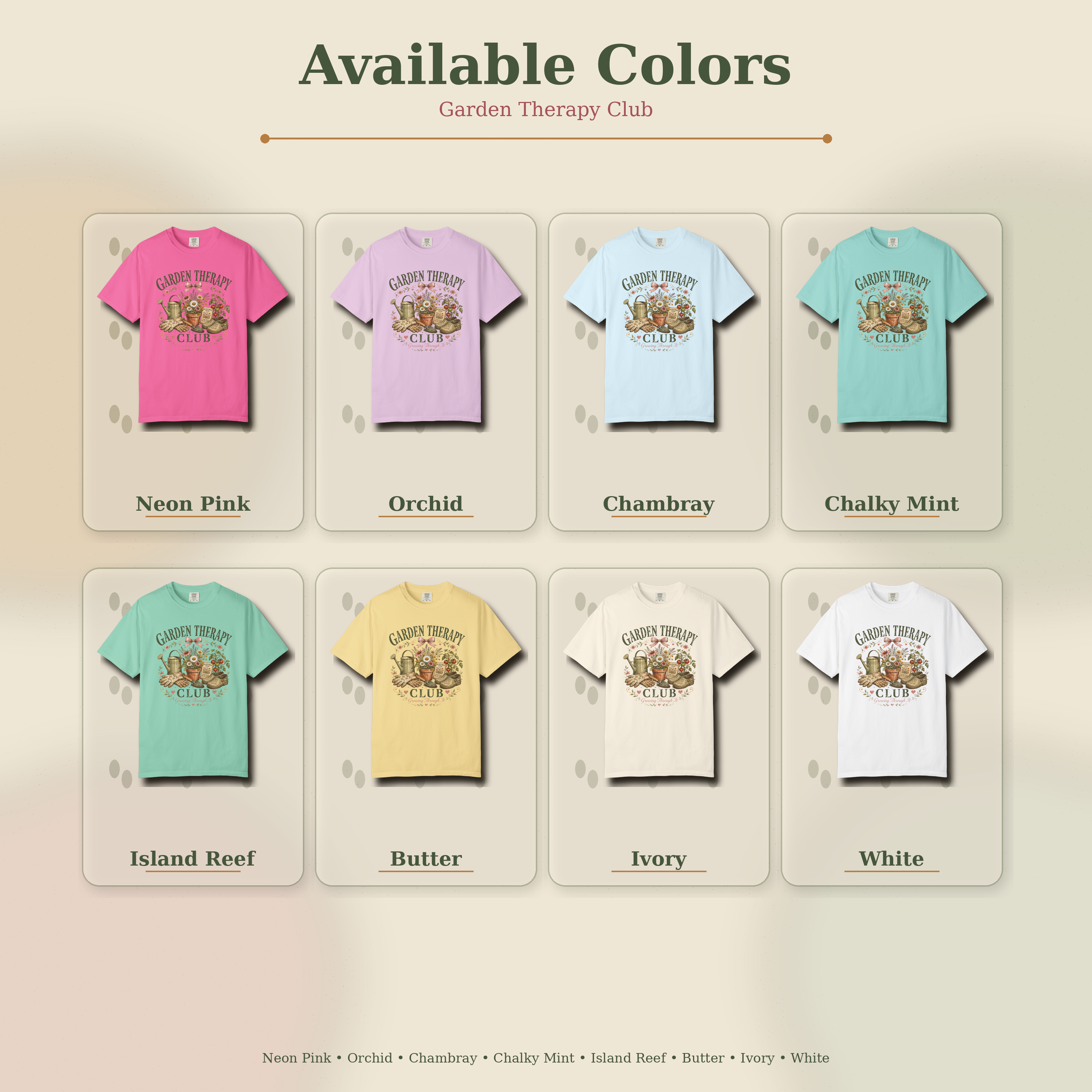 Garden Therapy Club T-Shirt | Floral Watering Can, Garden Tools Tee