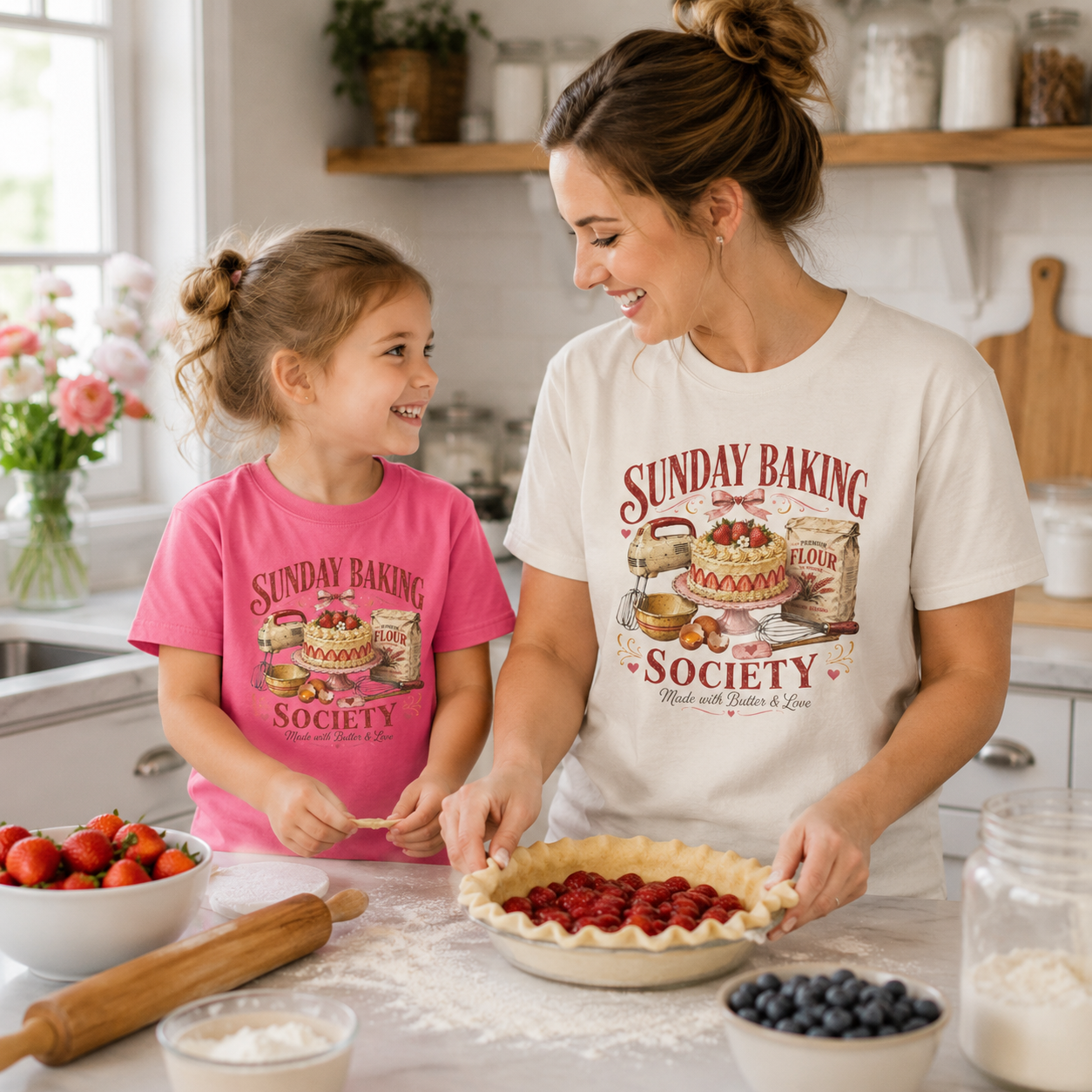 Sunday Baking Society T-shirt | Vintage Cake and Baking Tools Design