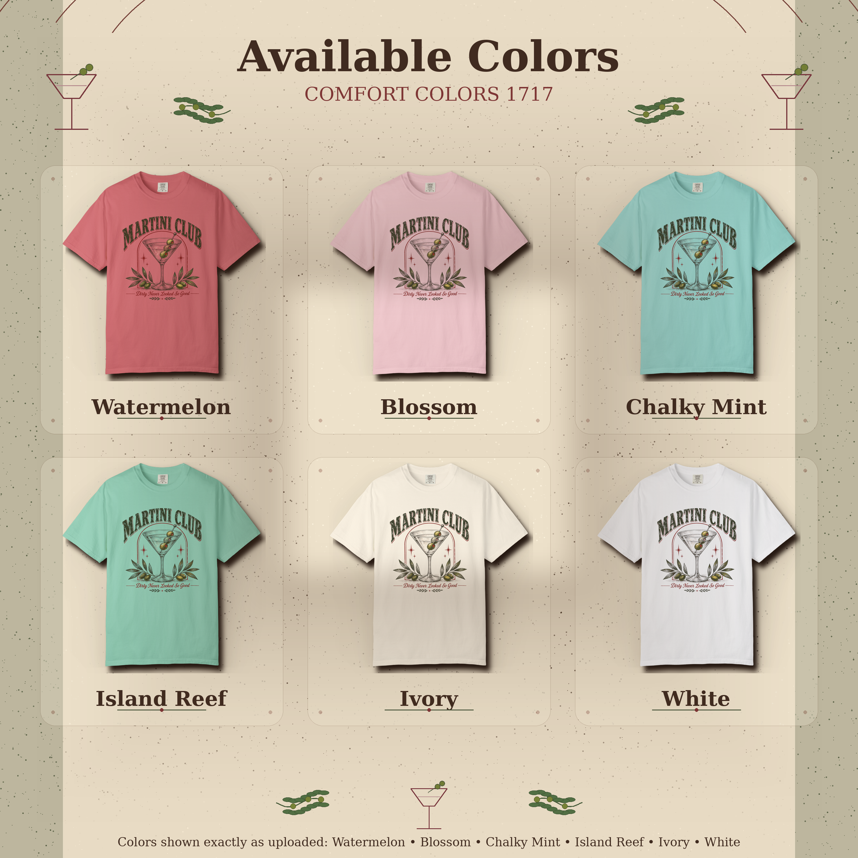 Martini Club cocktail illustration T-Shirt | Olive martini glass tee