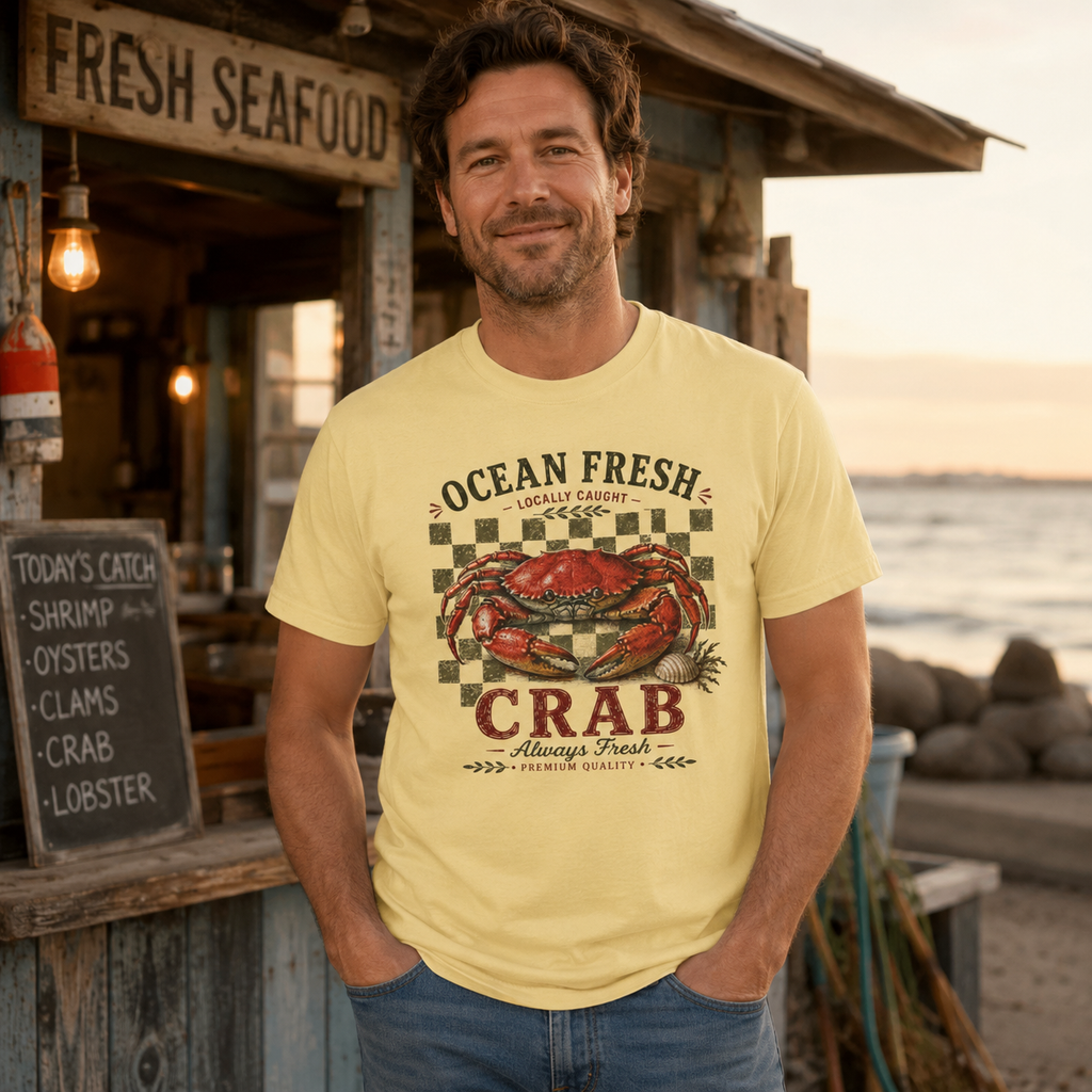 Ocean Fresh Crab shirt | Seafood Vintage Crab Graphic Tee