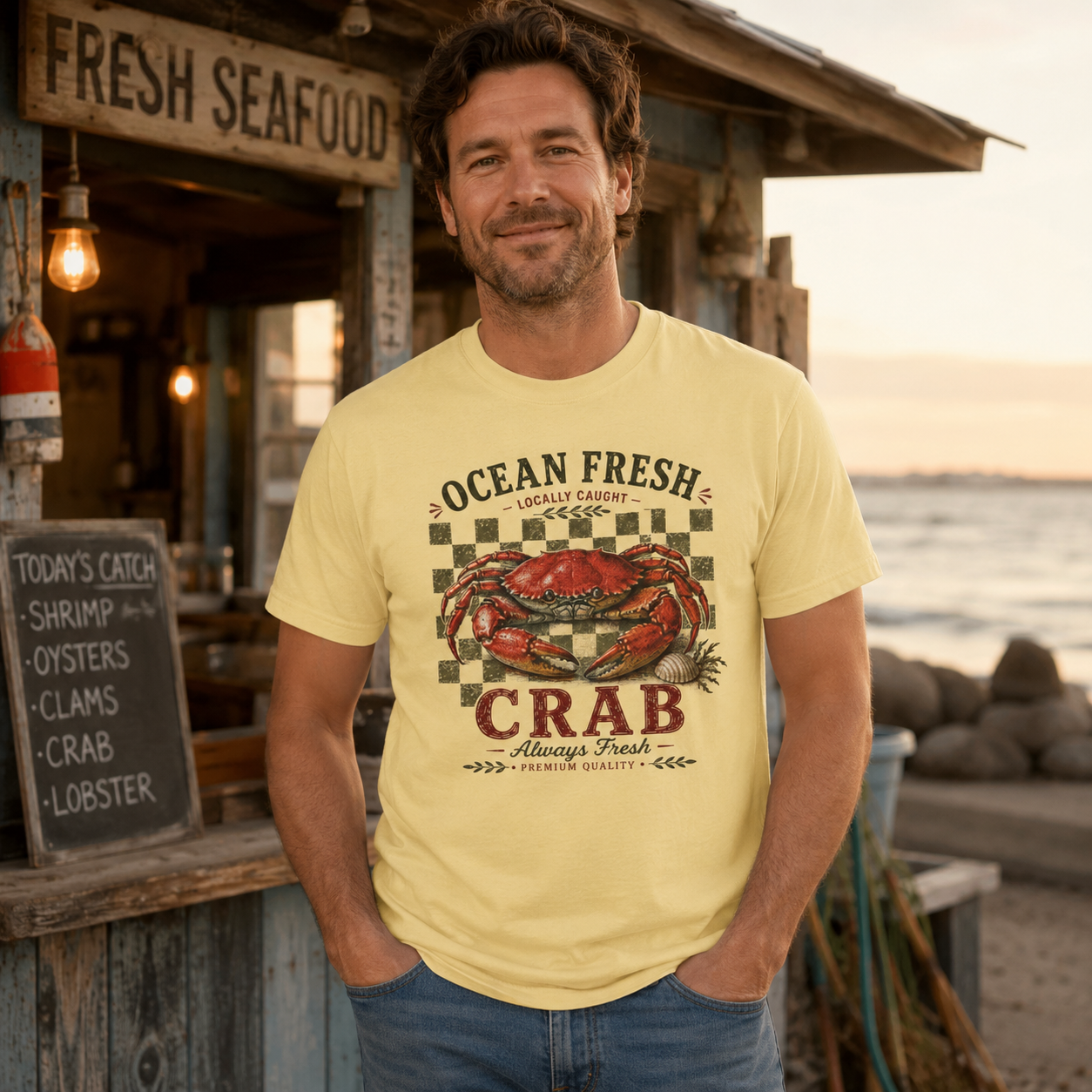 Ocean Fresh Crab shirt | Seafood Vintage Crab Graphic Tee