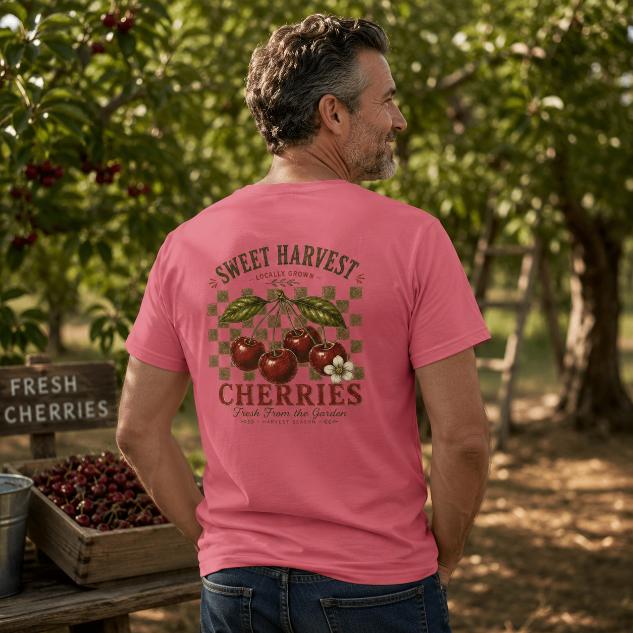 Sweet Harvest Cherries T-shirt | Vintage Fruit Farm Graphic