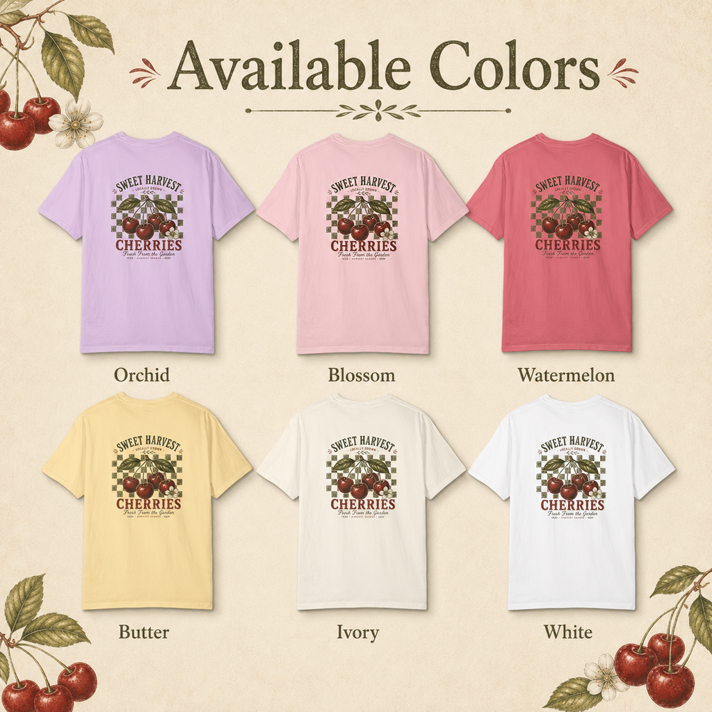 Sweet Harvest Cherries T-shirt | Vintage Fruit Farm Graphic