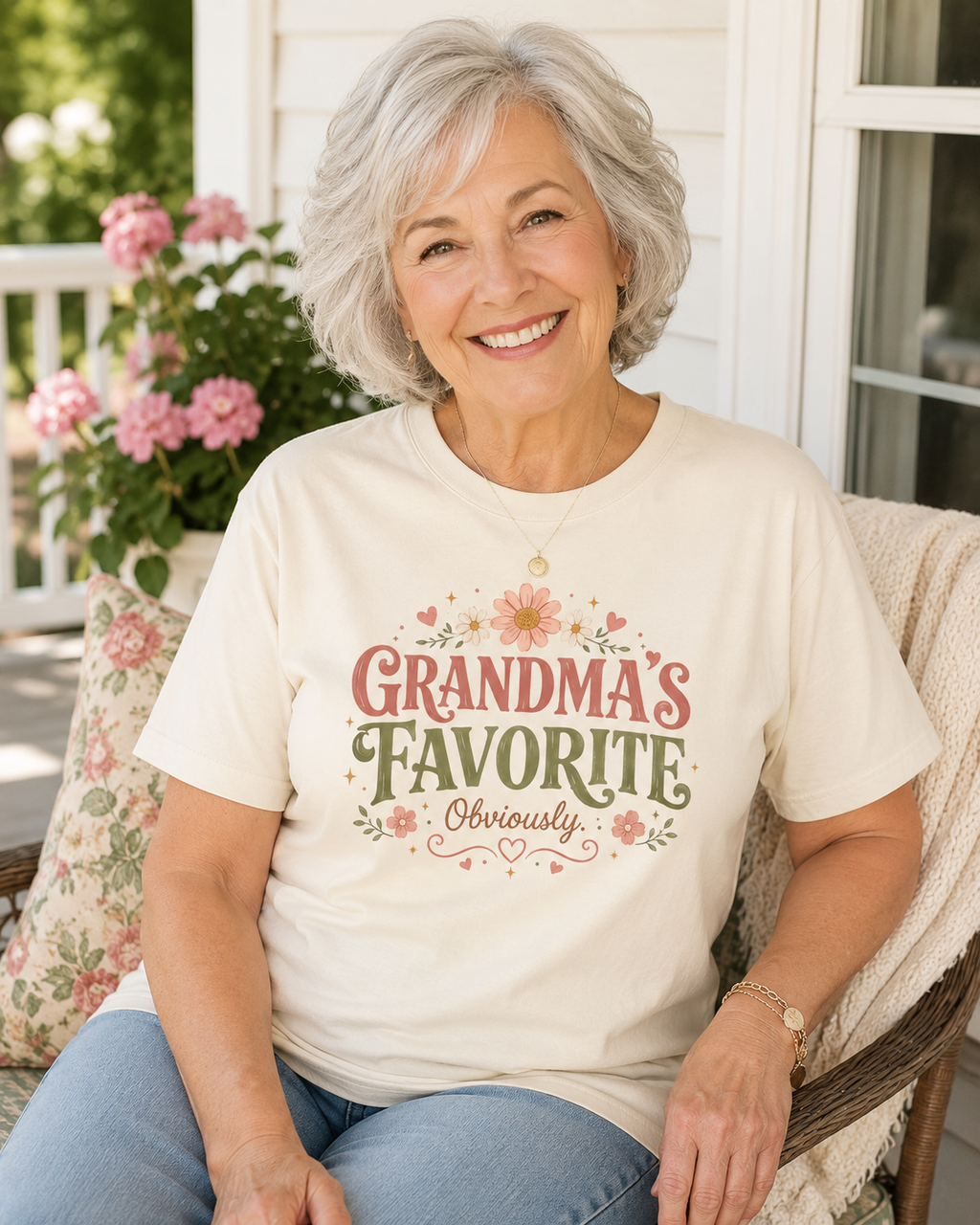 Grandma's Favorite Floral Typography T-shirt | Mother's Day Family Shirt