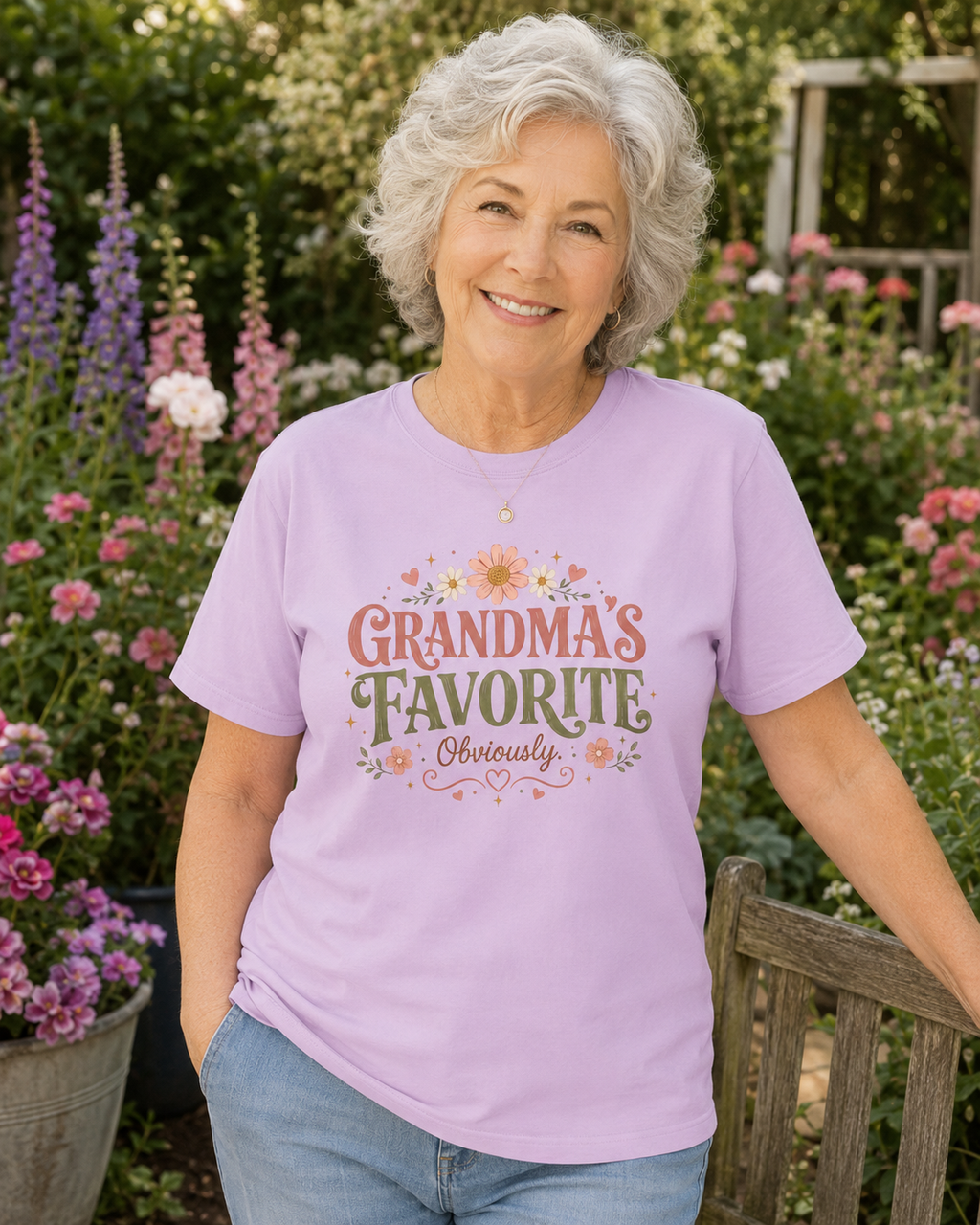 Grandma's Favorite Floral Typography T-shirt | Mother's Day Family Shirt