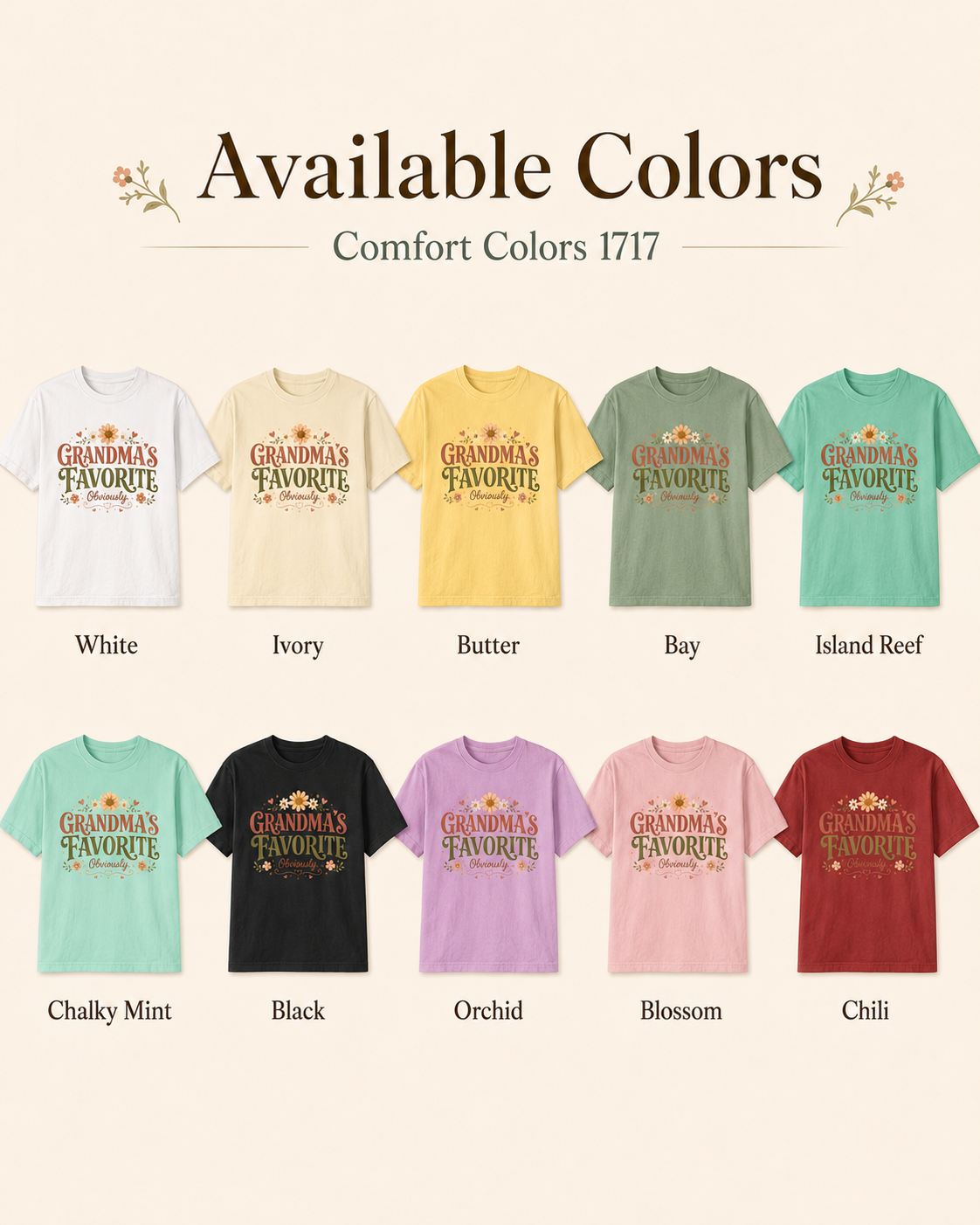 Grandma's Favorite Floral Typography T-shirt | Mother's Day Family Shirt