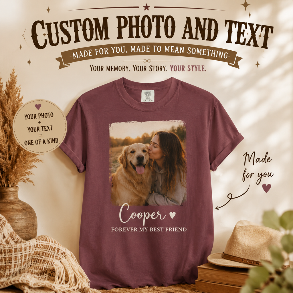 Custom Photo Placeholder T-shirt | Personalized Text Template Tee