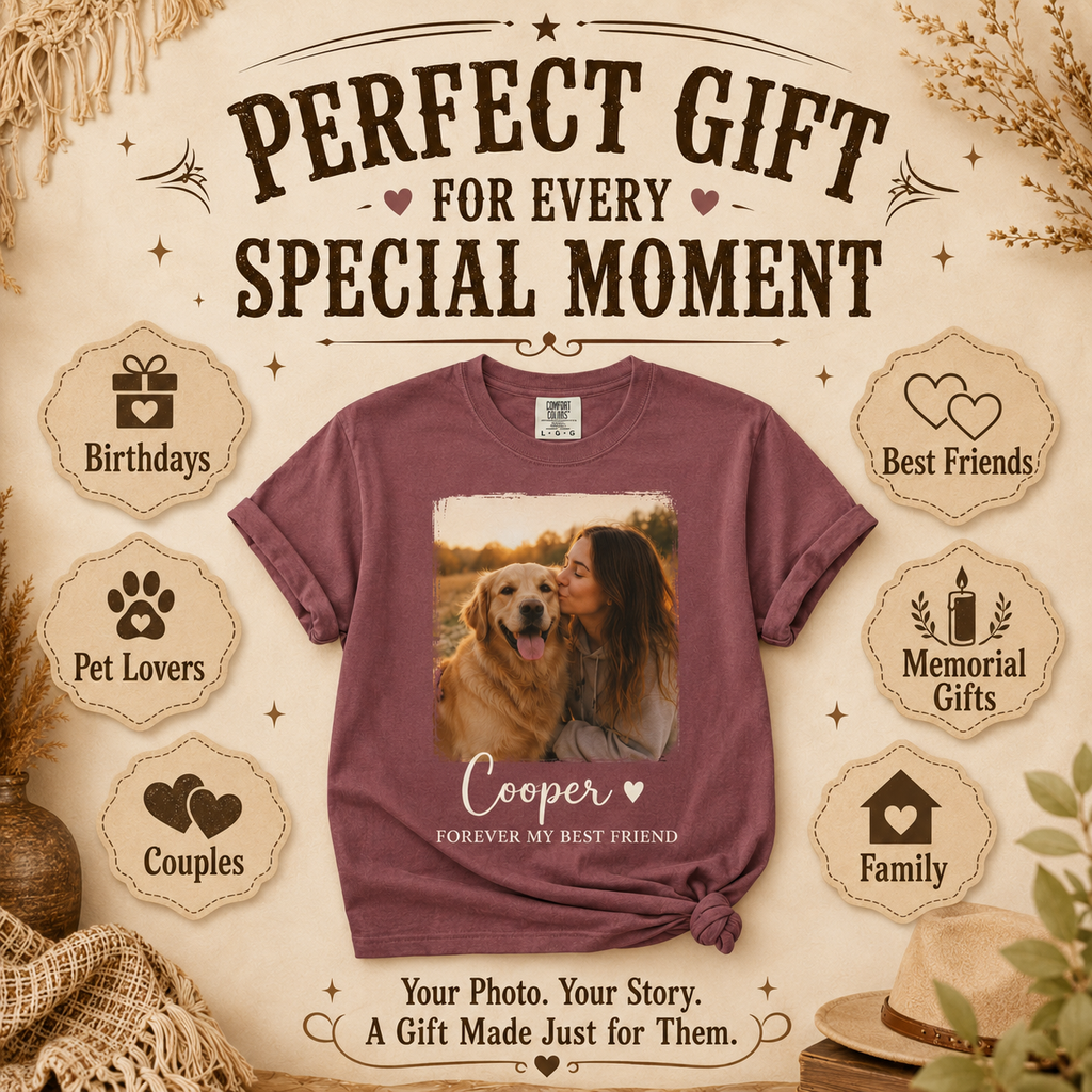 Custom Photo Placeholder T-shirt | Personalized Text Template Tee