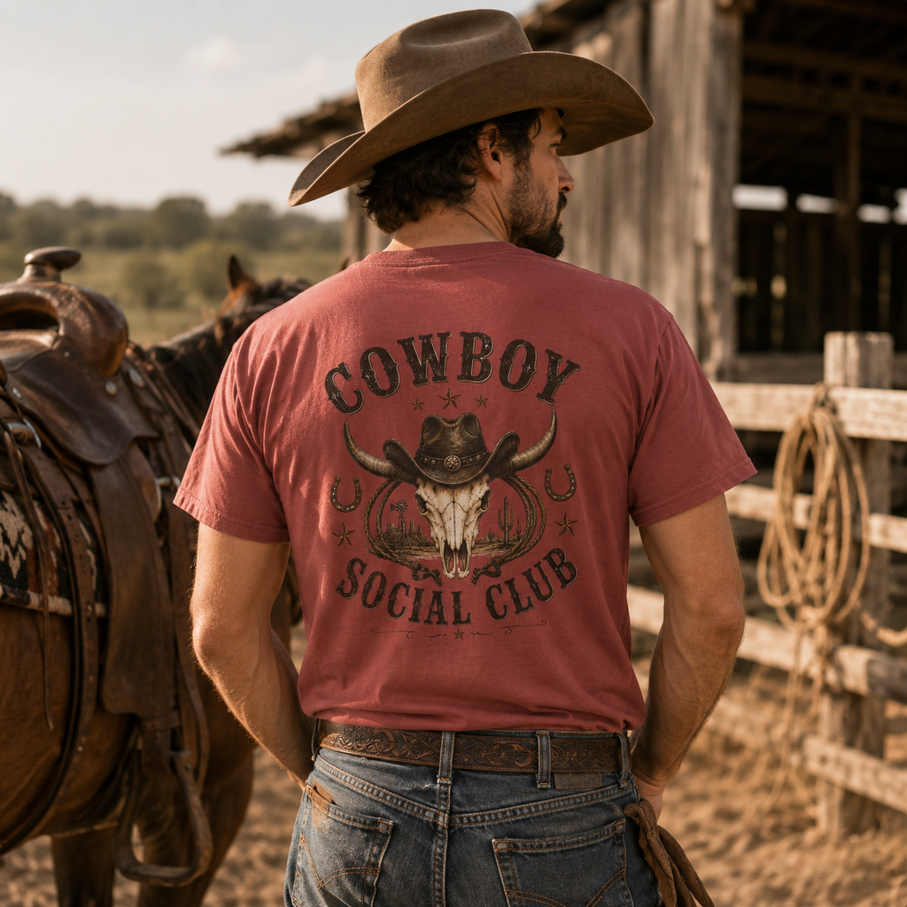 Cowboy Skull Graphic T-shirt | Cowboy Social Club, Western Rodeo Tee