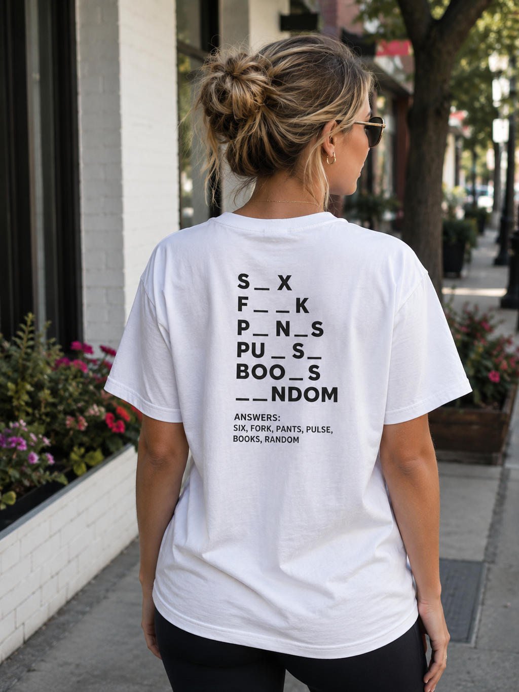 Fill-in-the-Blanks Word Puzzle T-shirt | Back Typography, Playful Adult Humor
