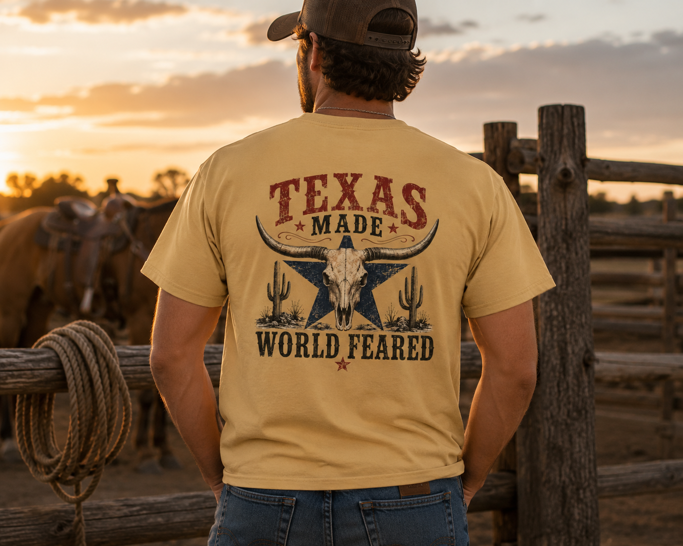 Texas Made Longhorn Skull T-shirt | World Feared Western Cactus