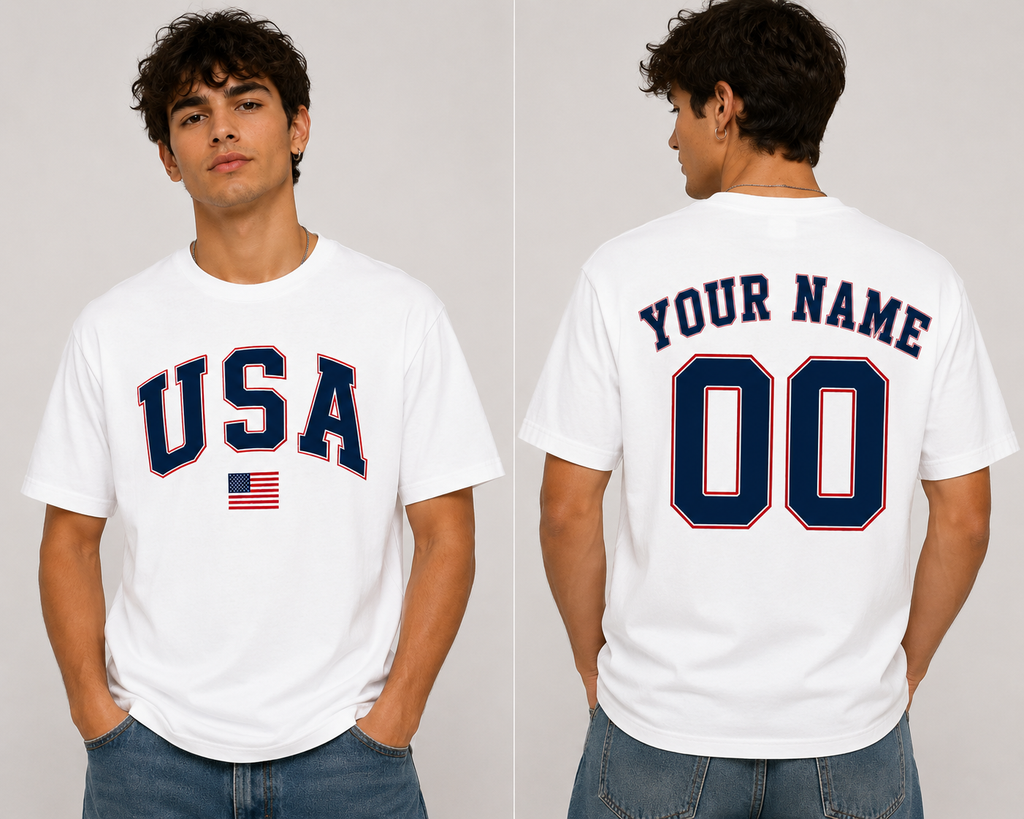 USA varsity graphic Tee | Personalized back name and number