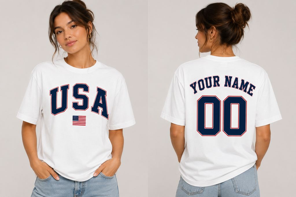 USA varsity graphic Tee | Personalized back name and number