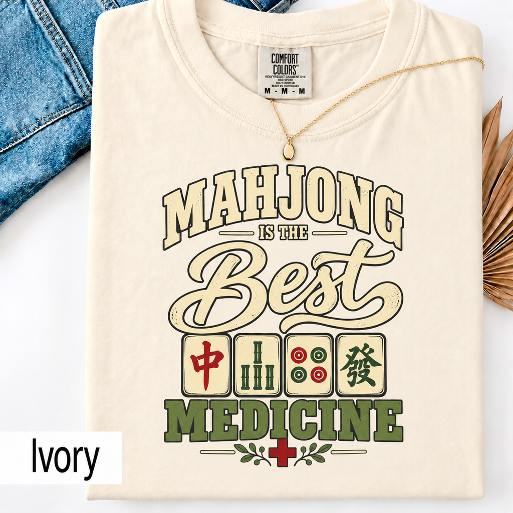 Mahjong Is the Best Medicine T-Shirt, Funny Mahjong Player Gift, Chinese Tile Game Graphic Tee