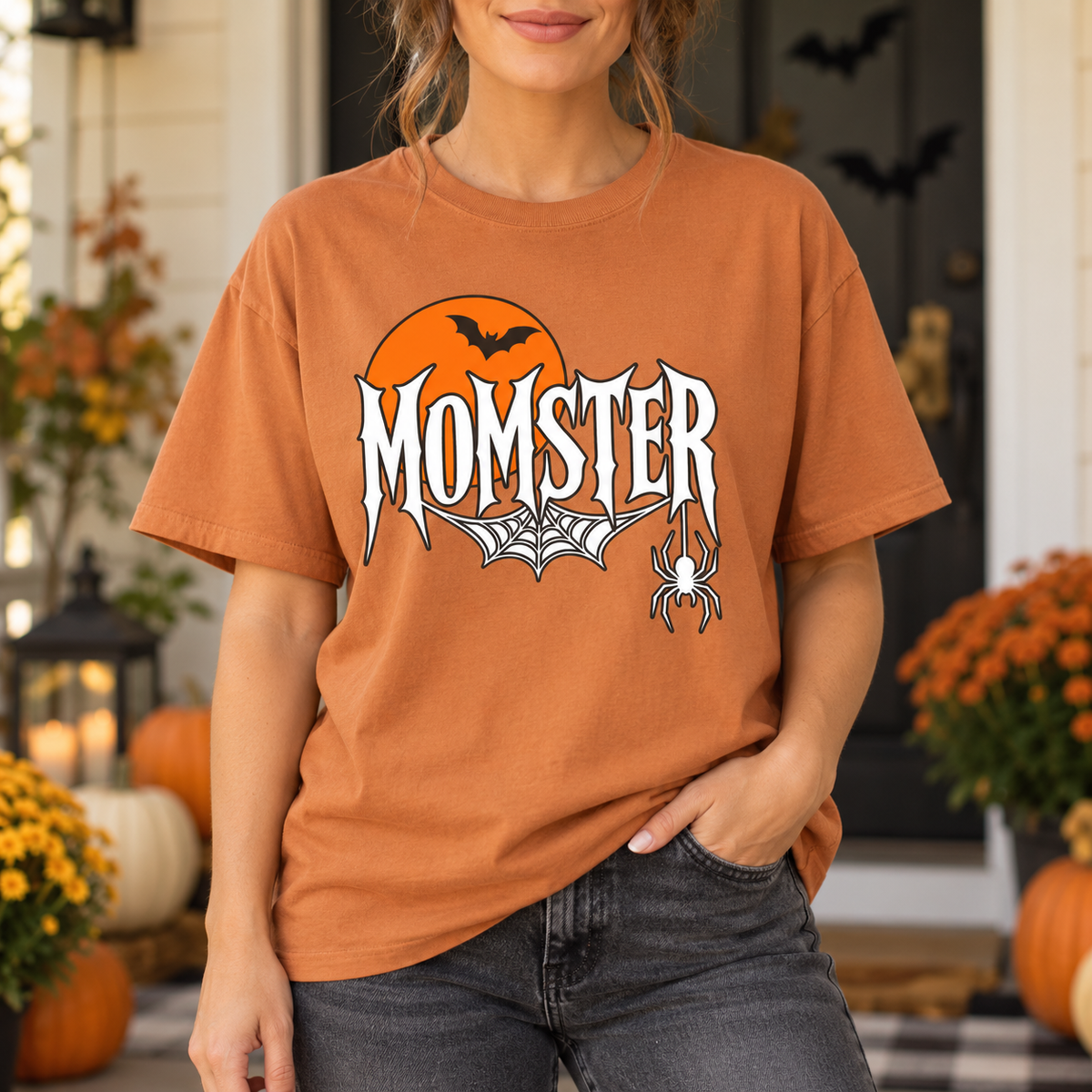Momster T-Shirt, Halloween Mama Gift, Spooky Mom Graphic Tee