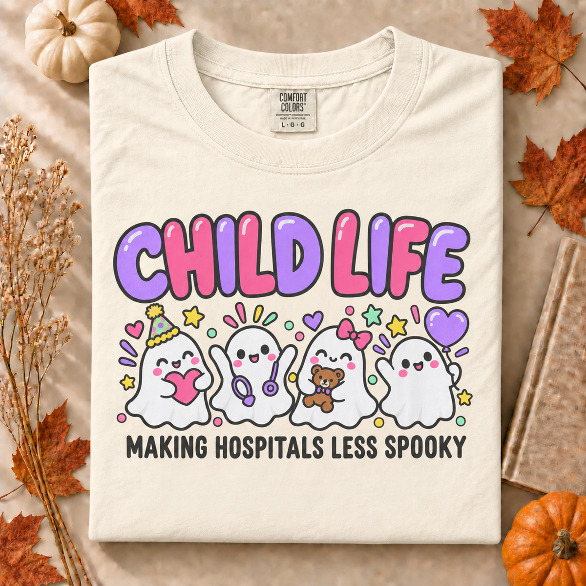 Child Life Making Hospitals Less Spooky T-Shirt, Pediatric Hospital Halloween Gift, Child Life Specialist Graphic Tee