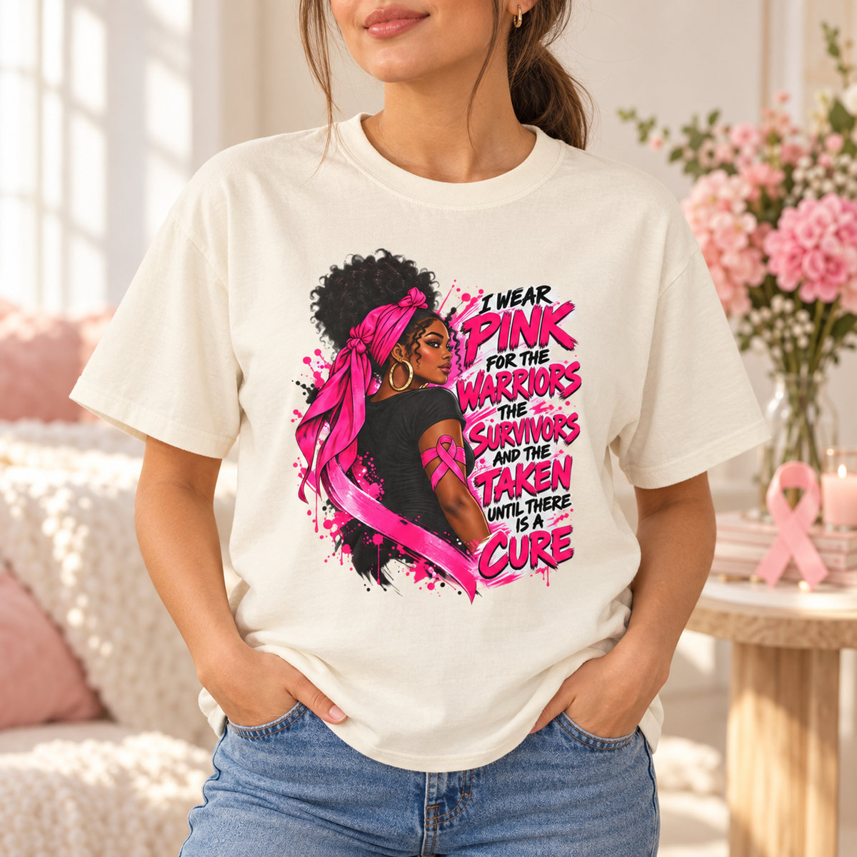 Black Woman Breast Cancer Awareness Shirt, Pink Ribbon Fighter Tee, Strong Survivor Gift