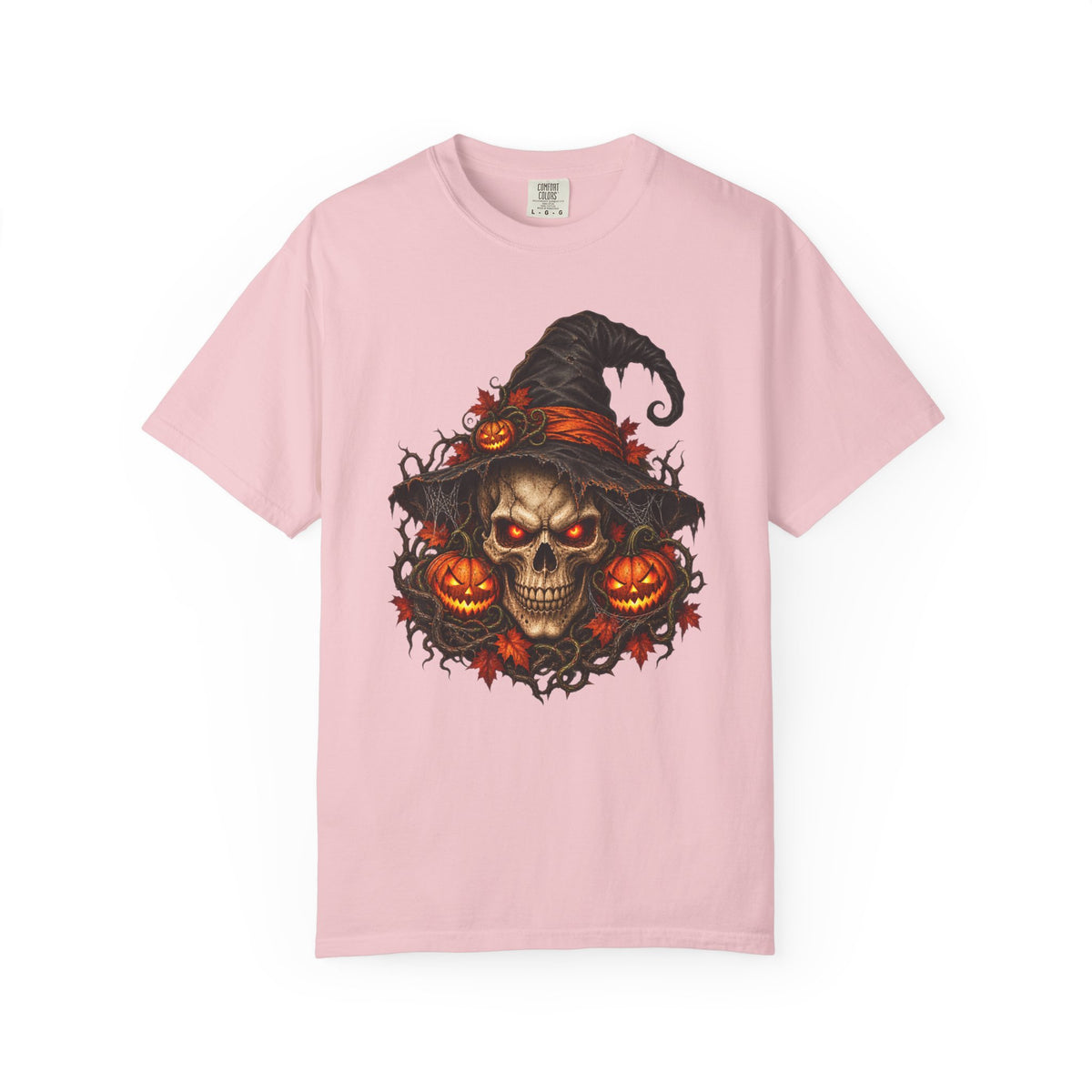 alloween Skull T-Shirt, Witch Hat Pumpkin Design, Spooky Gothic Horror Gift